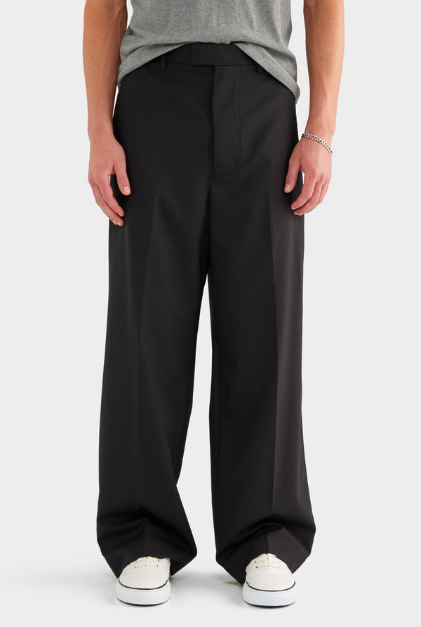 Relaxed Wool Suit Pant - Black