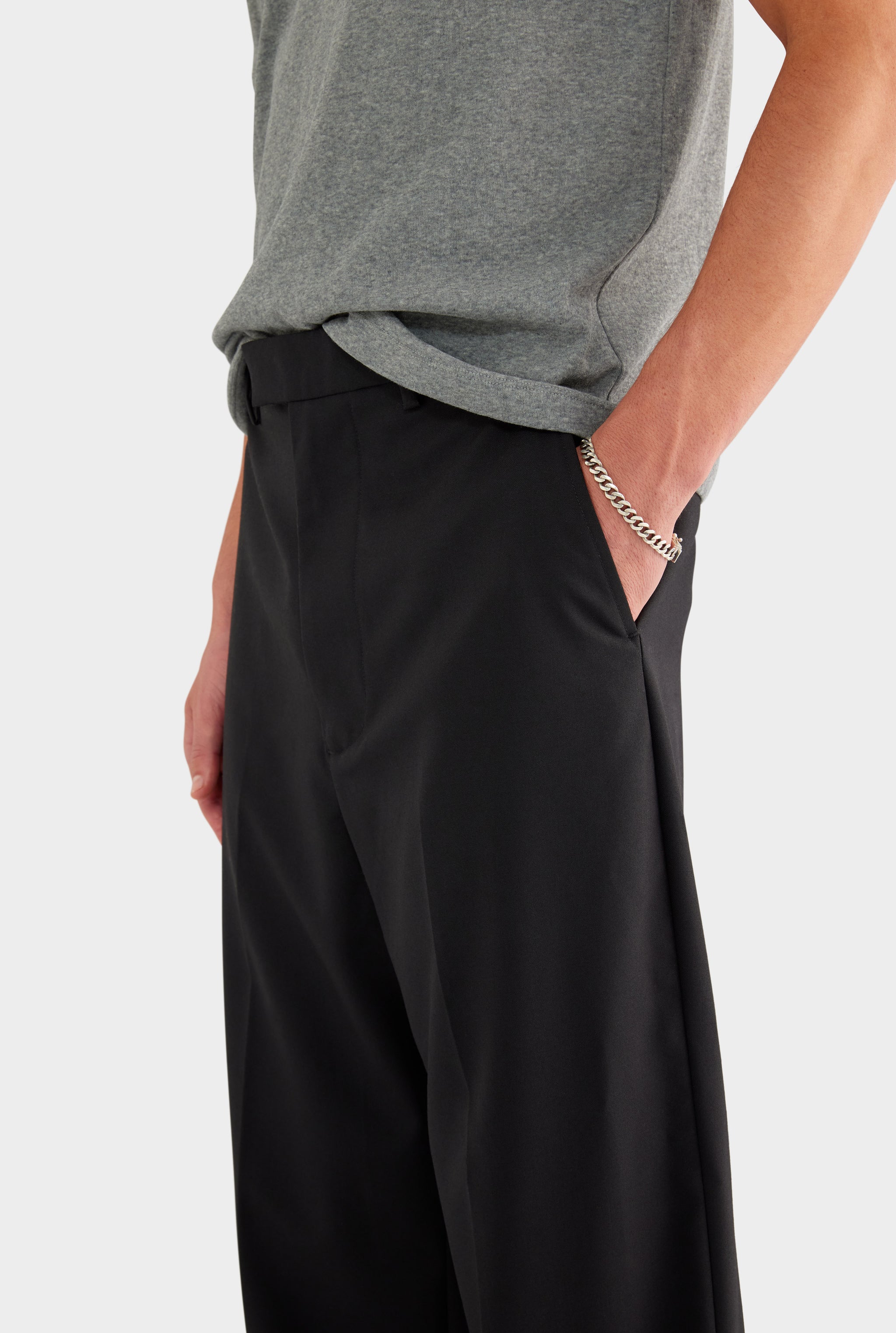 Relaxed Wool Suit Pant - Black