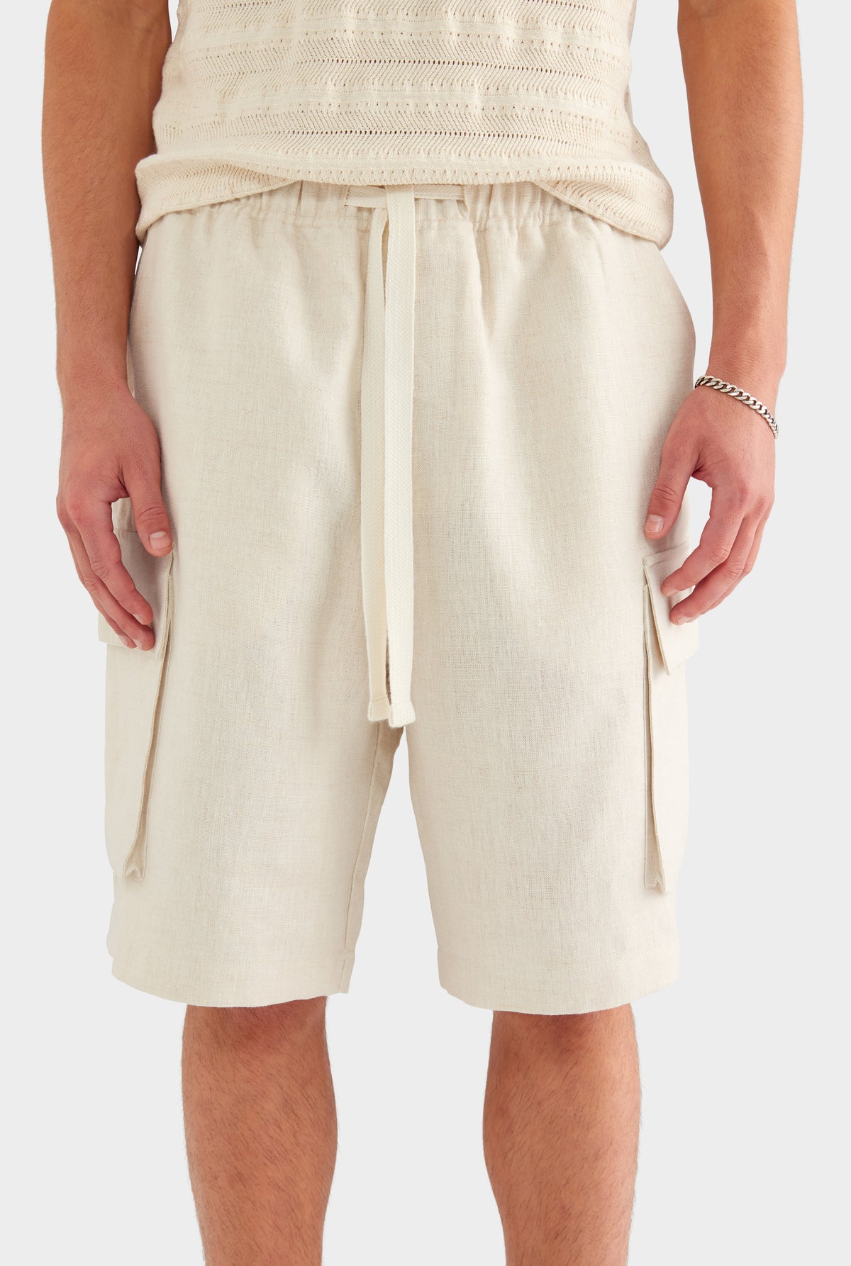 Relaxed Linen Cargo Short - Sand