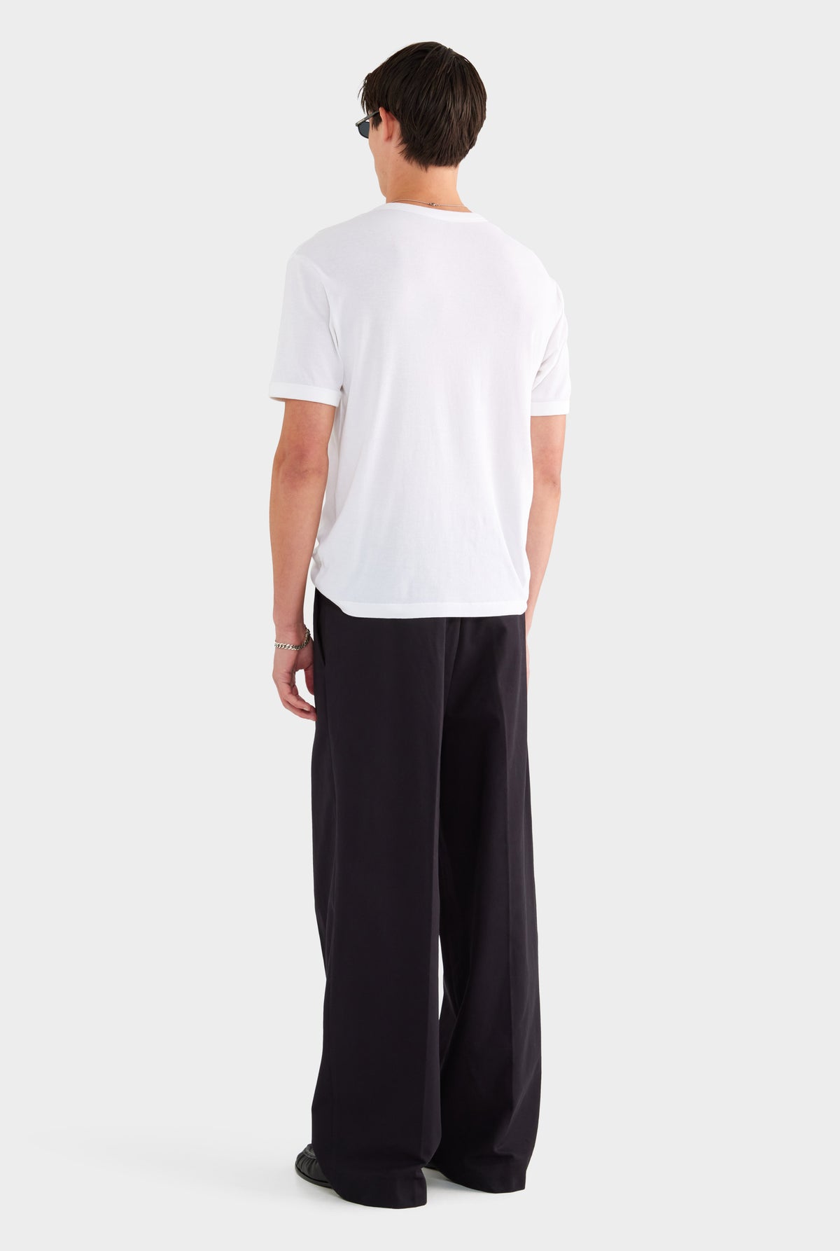Relaxed Pleated Cotton Twill Trouser - Black