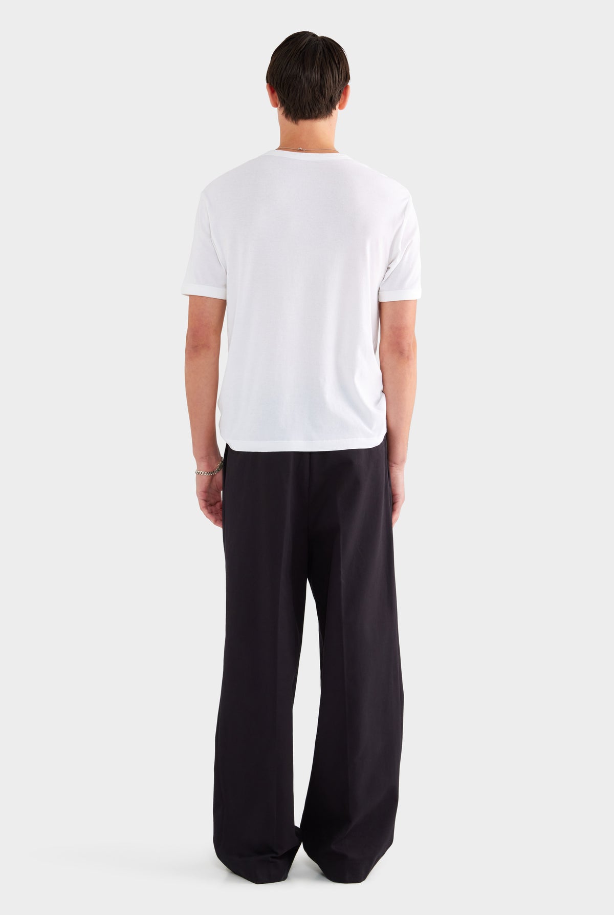 Relaxed Pleated Cotton Twill Trouser - Black