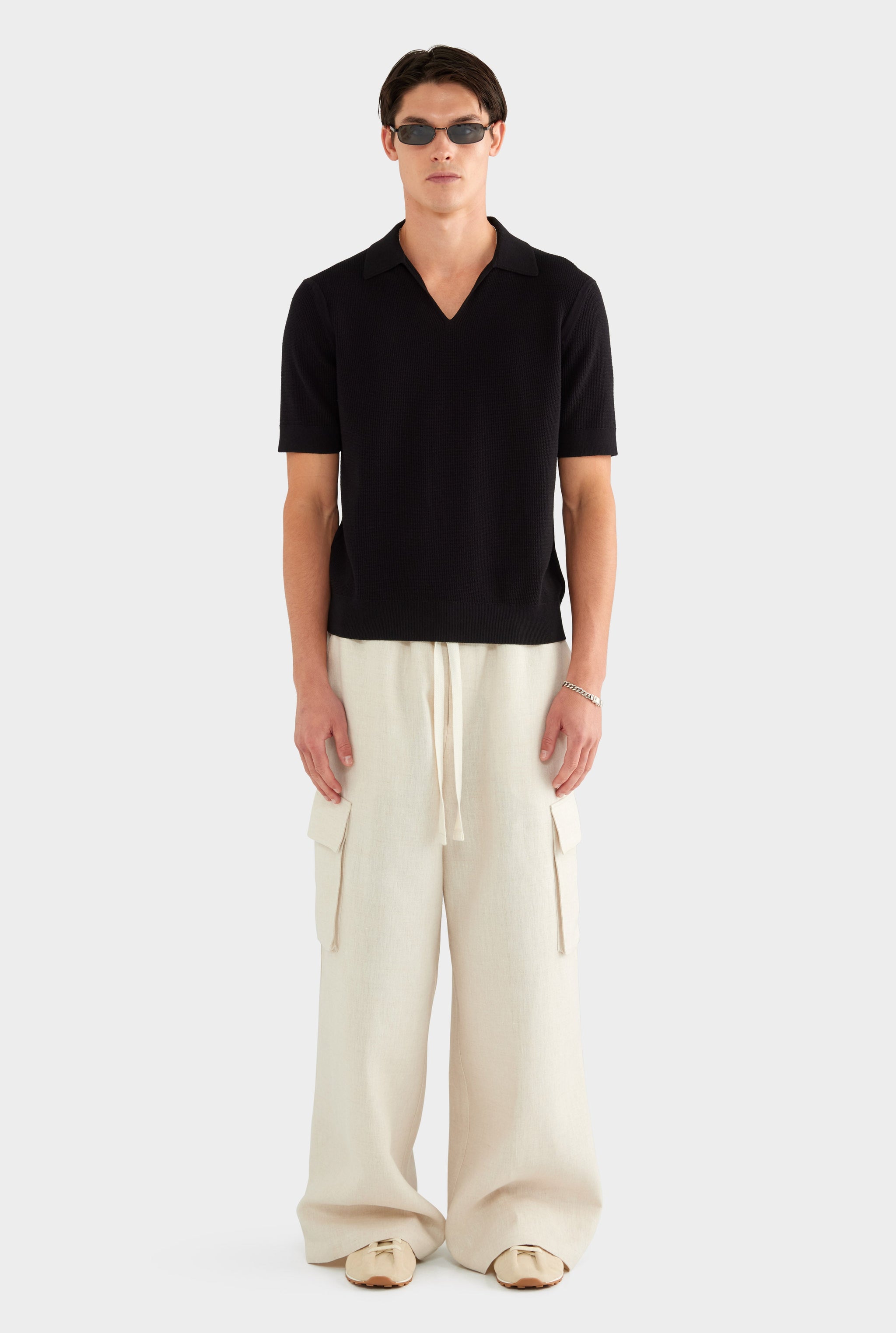 Lightweight Knit Polo - Black
