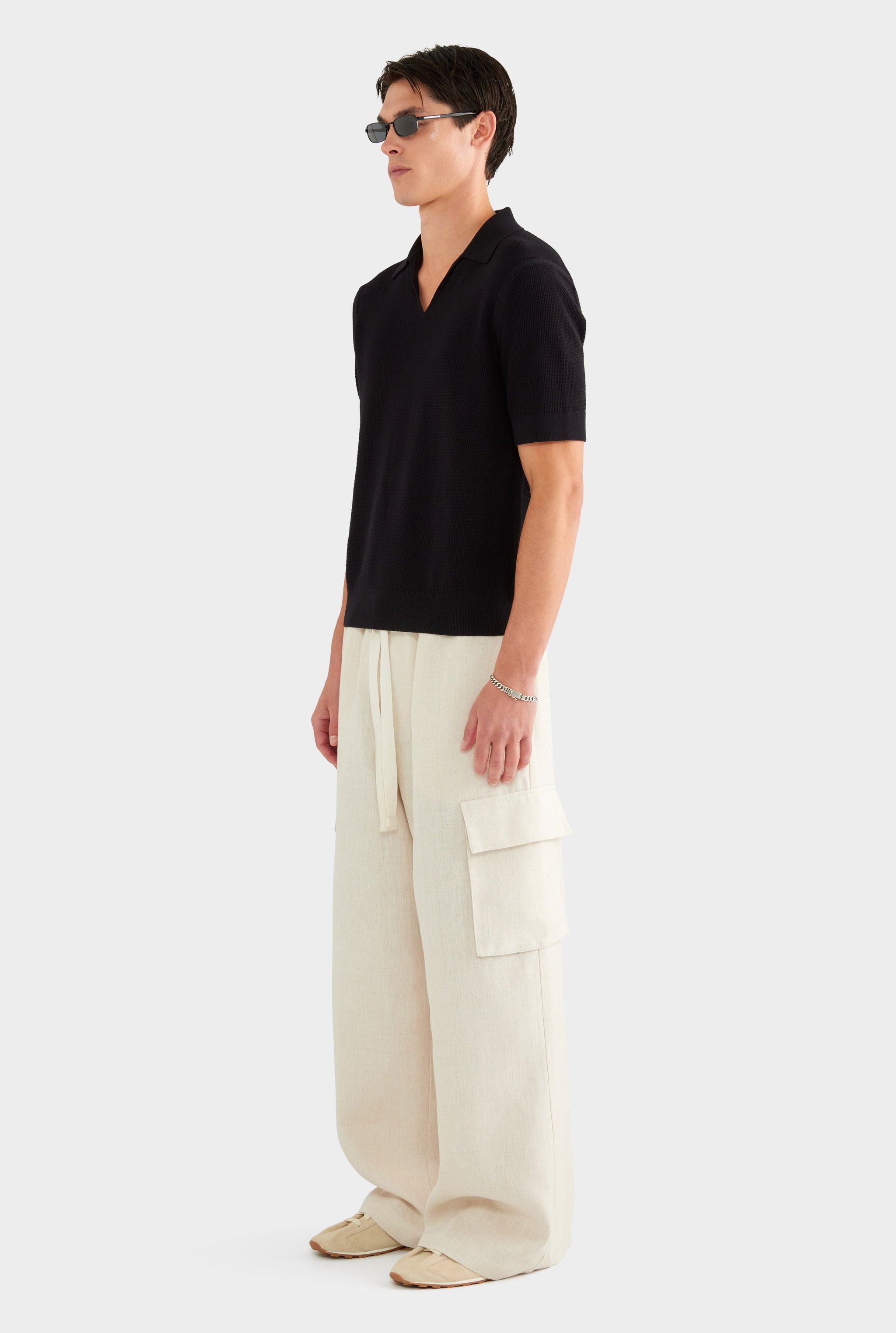 Lightweight Knit Polo - Black