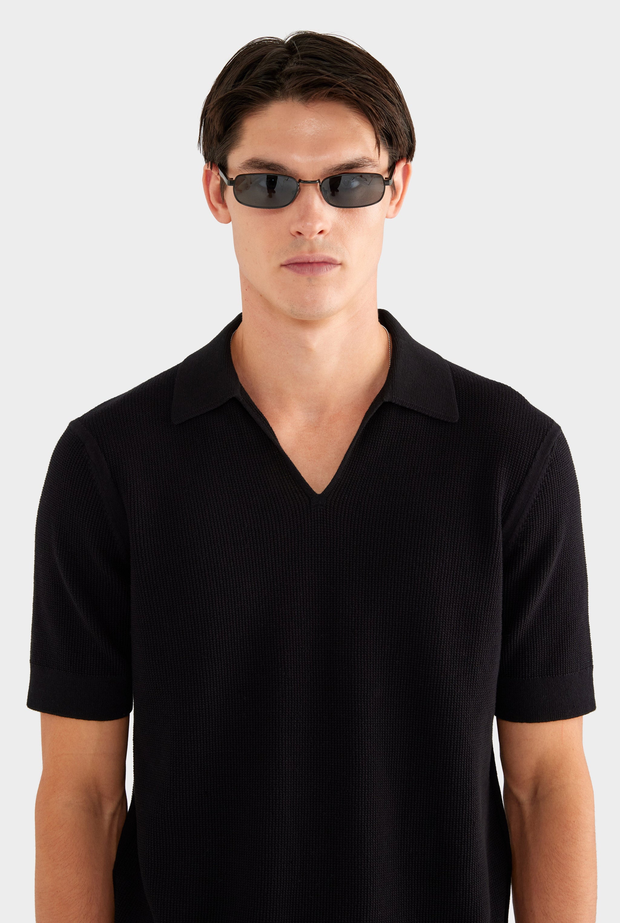 Lightweight Knit Polo - Black