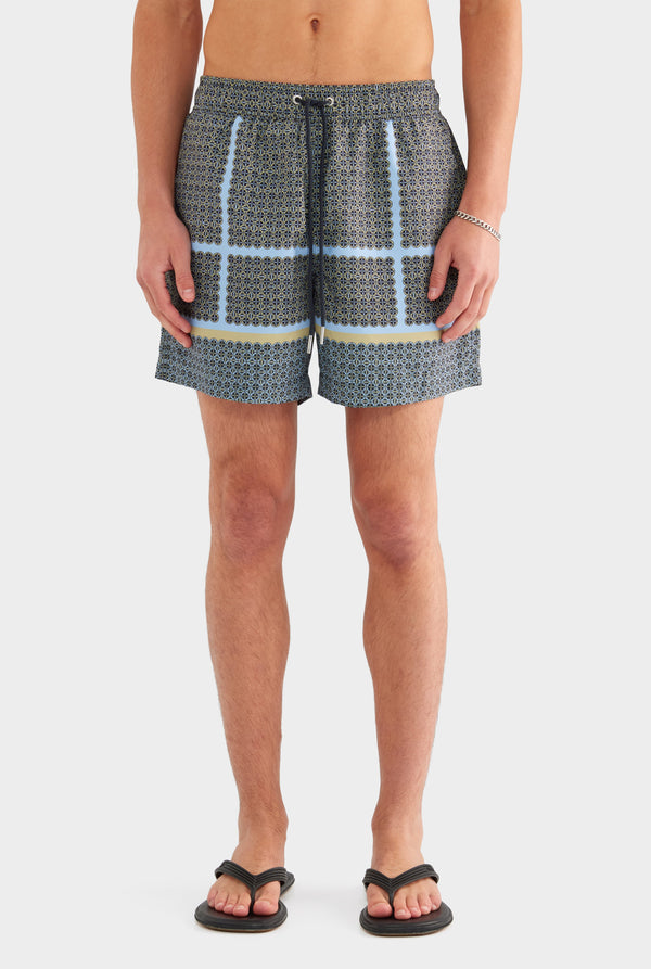 Printed Swim Short - Geometric Tile