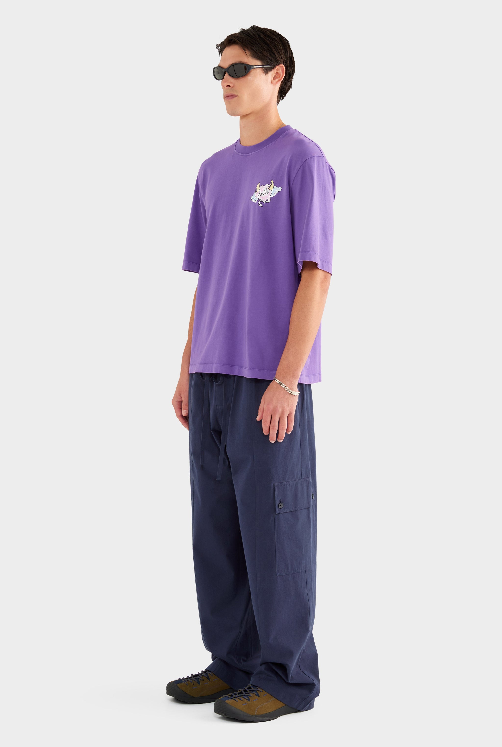 Pigment Dyed Oversized Cotton T Shirt - Purple