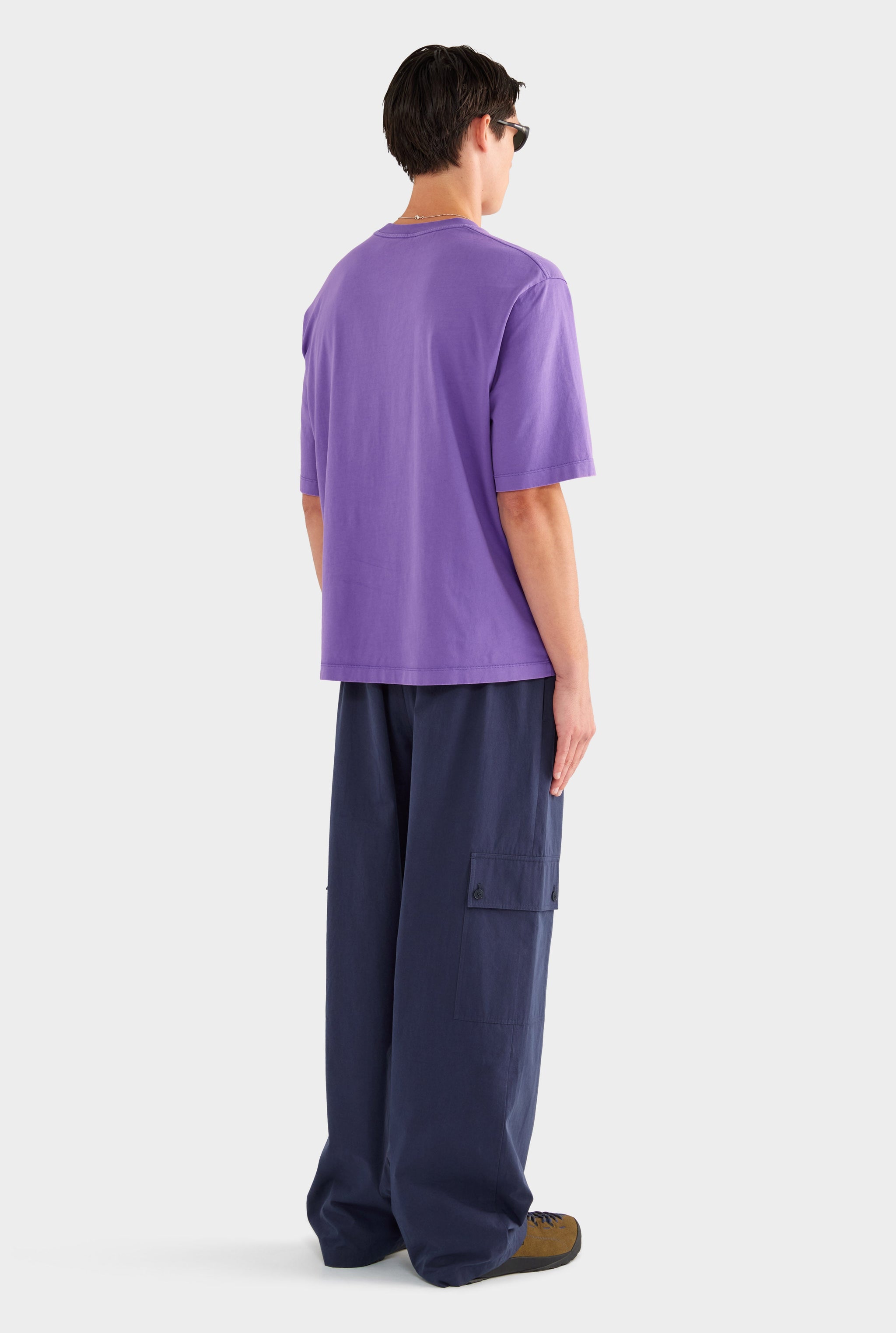 Pigment Dyed Oversized Cotton T Shirt - Purple