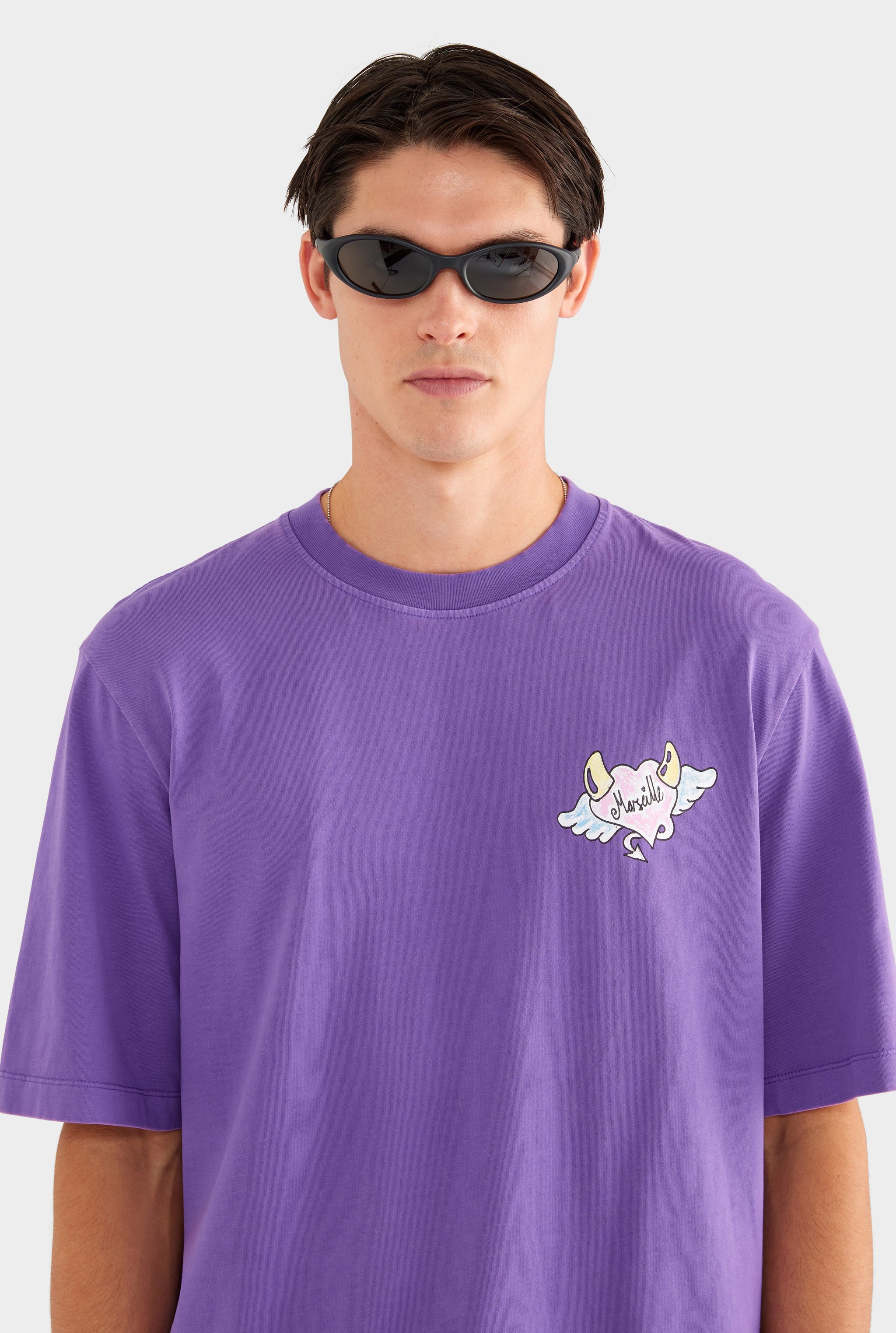 Pigment Dyed Oversized Cotton T Shirt - Purple