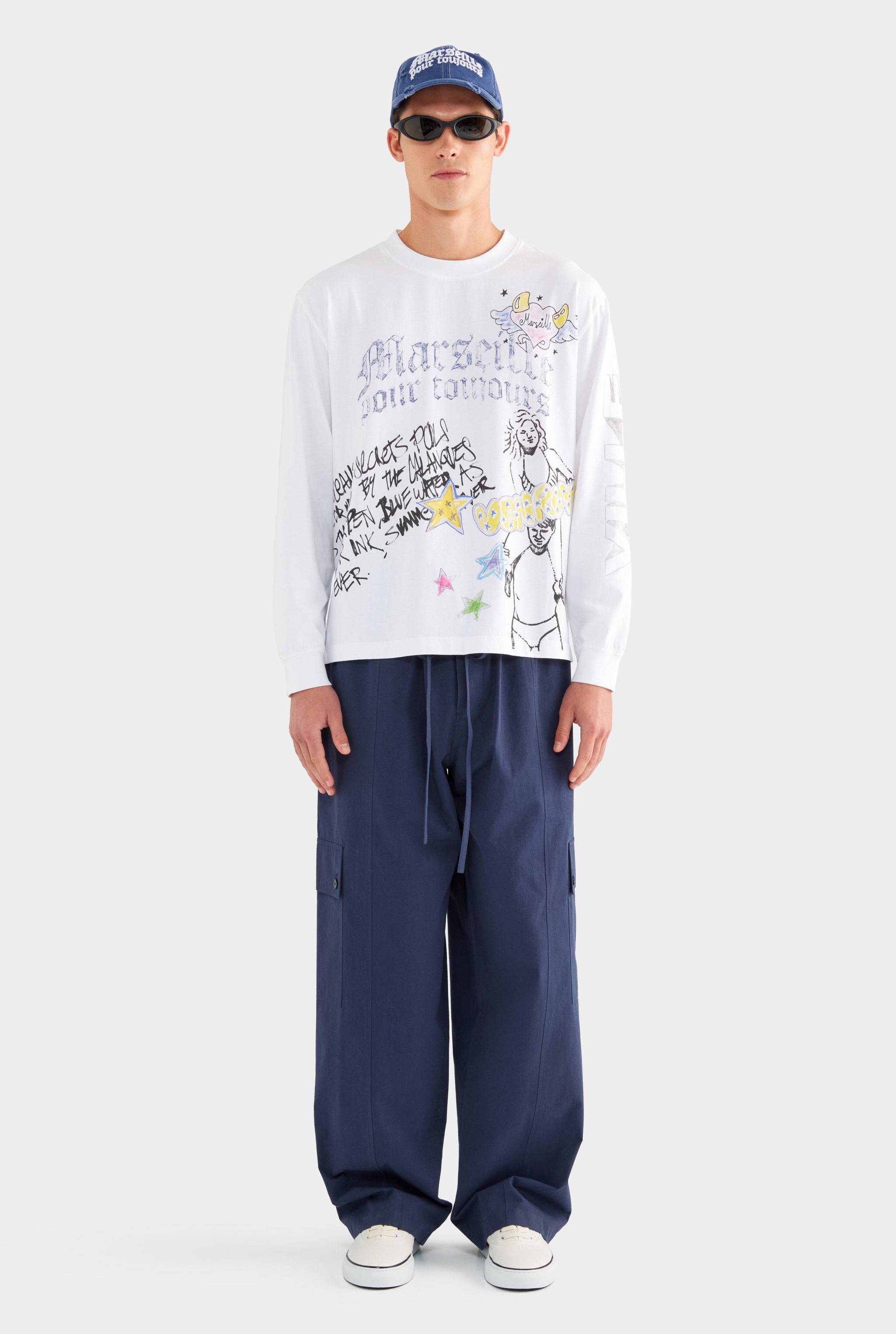 Graffiti Long Sleeve T Shirt - Marseille Graffiti/Off White