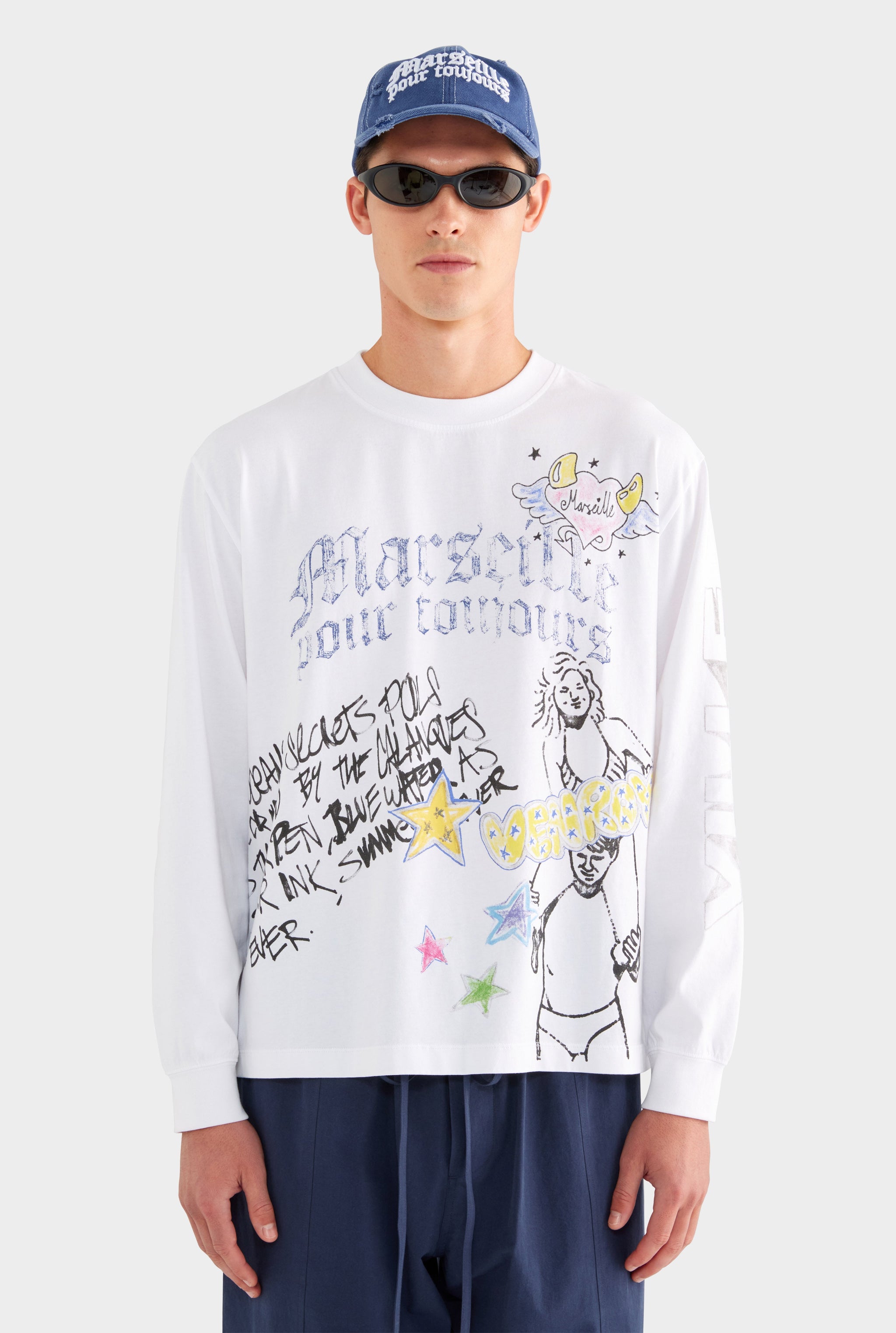 Graffiti Long Sleeve T Shirt - Marseille Graffiti/Off White