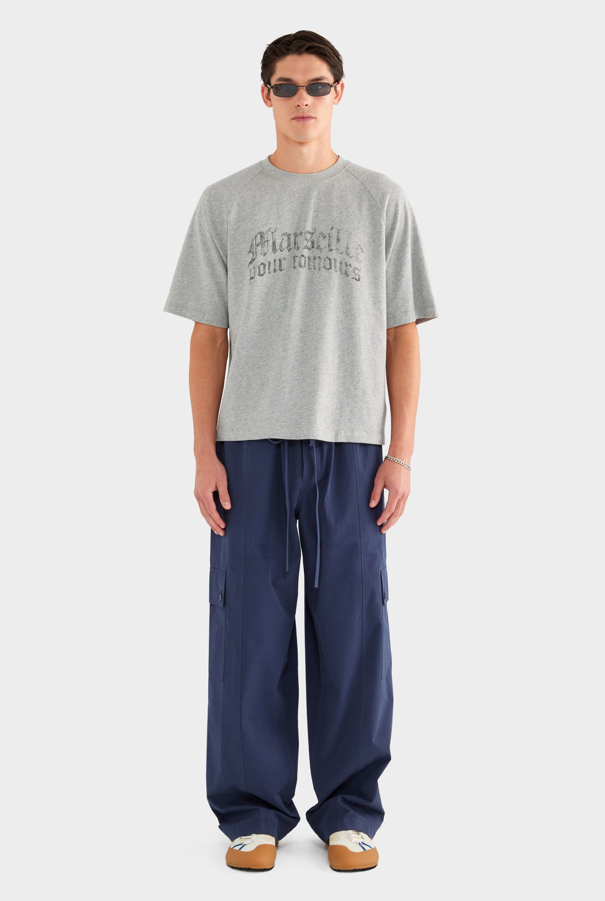 Oversized Raglan T Shirt - Grey Marl/Marseille