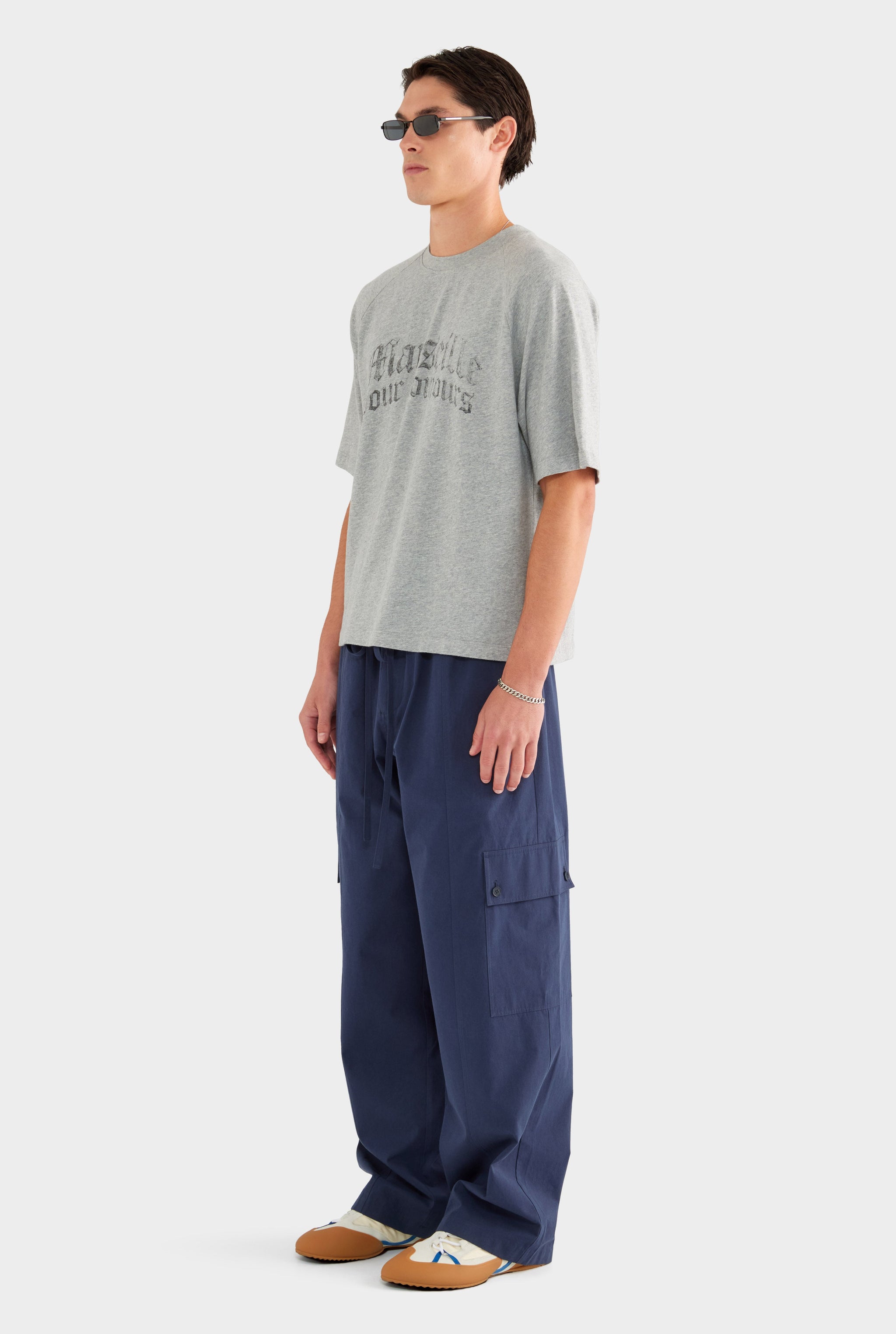 Oversized Raglan T Shirt - Grey Marl/Marseille