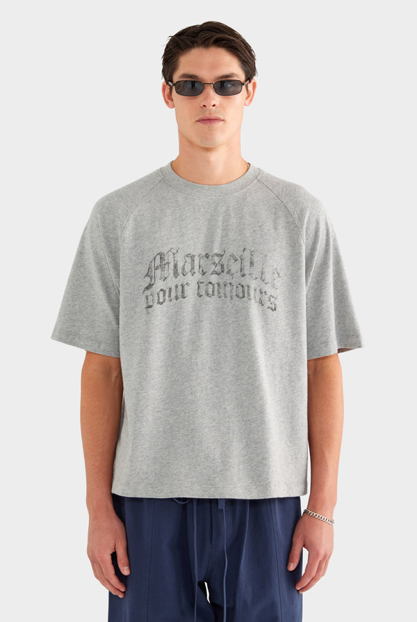 Oversized Raglan T Shirt - Grey Marl/Marseille
