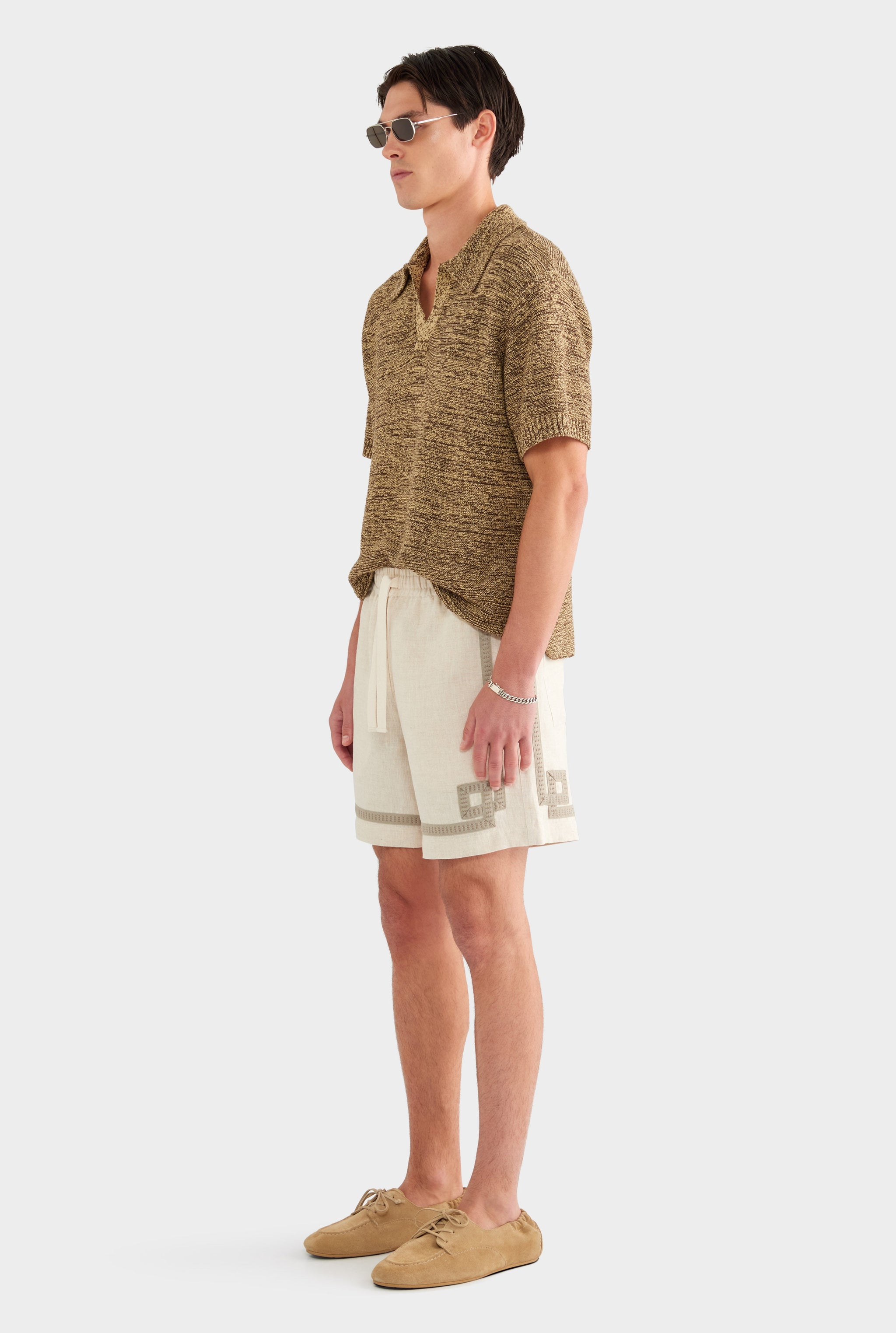 Tape Border Lounge Short - Sand