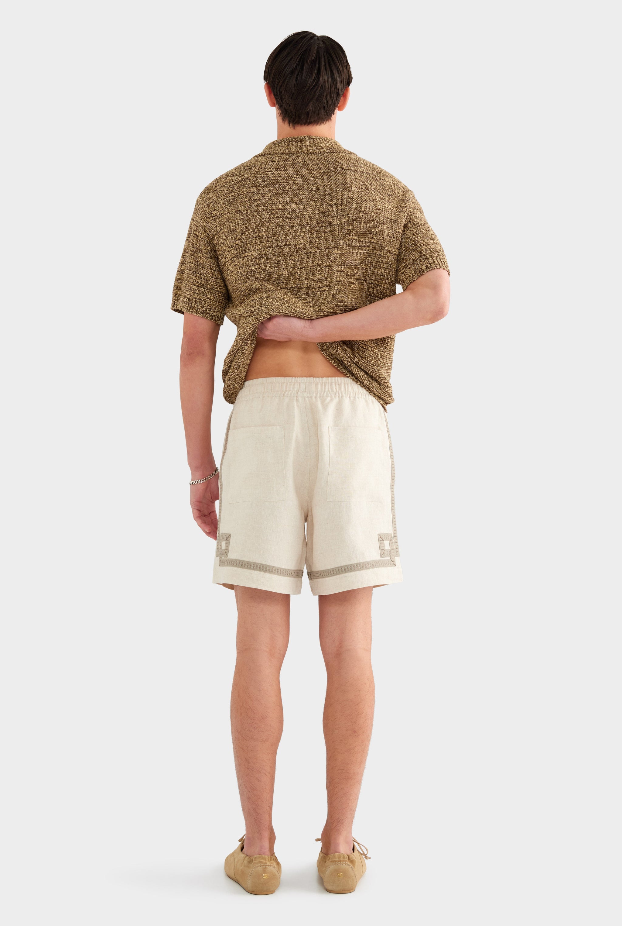 Tape Border Lounge Short - Sand