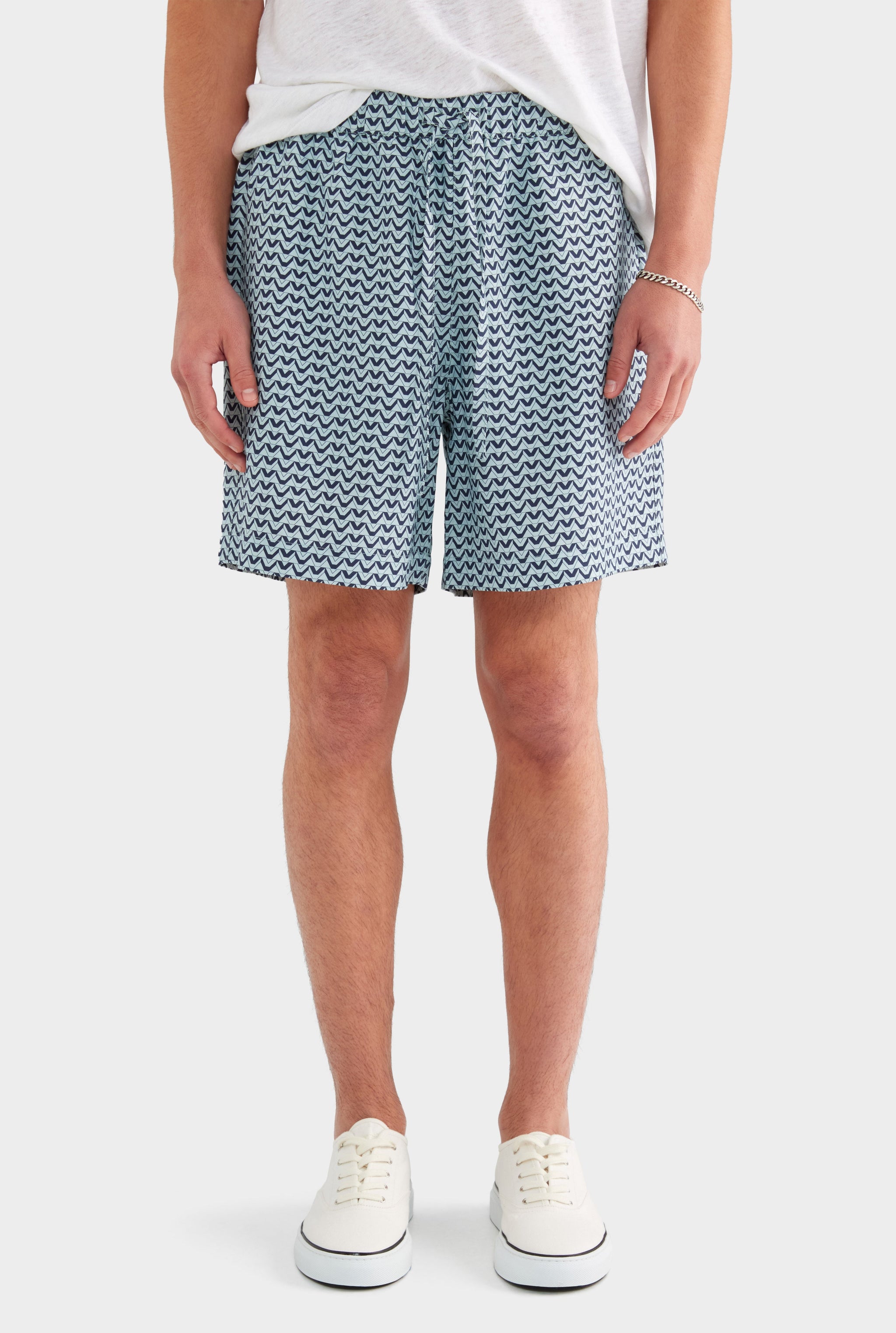 Relaxed Tencel Short - Navy/Cement V Monogram