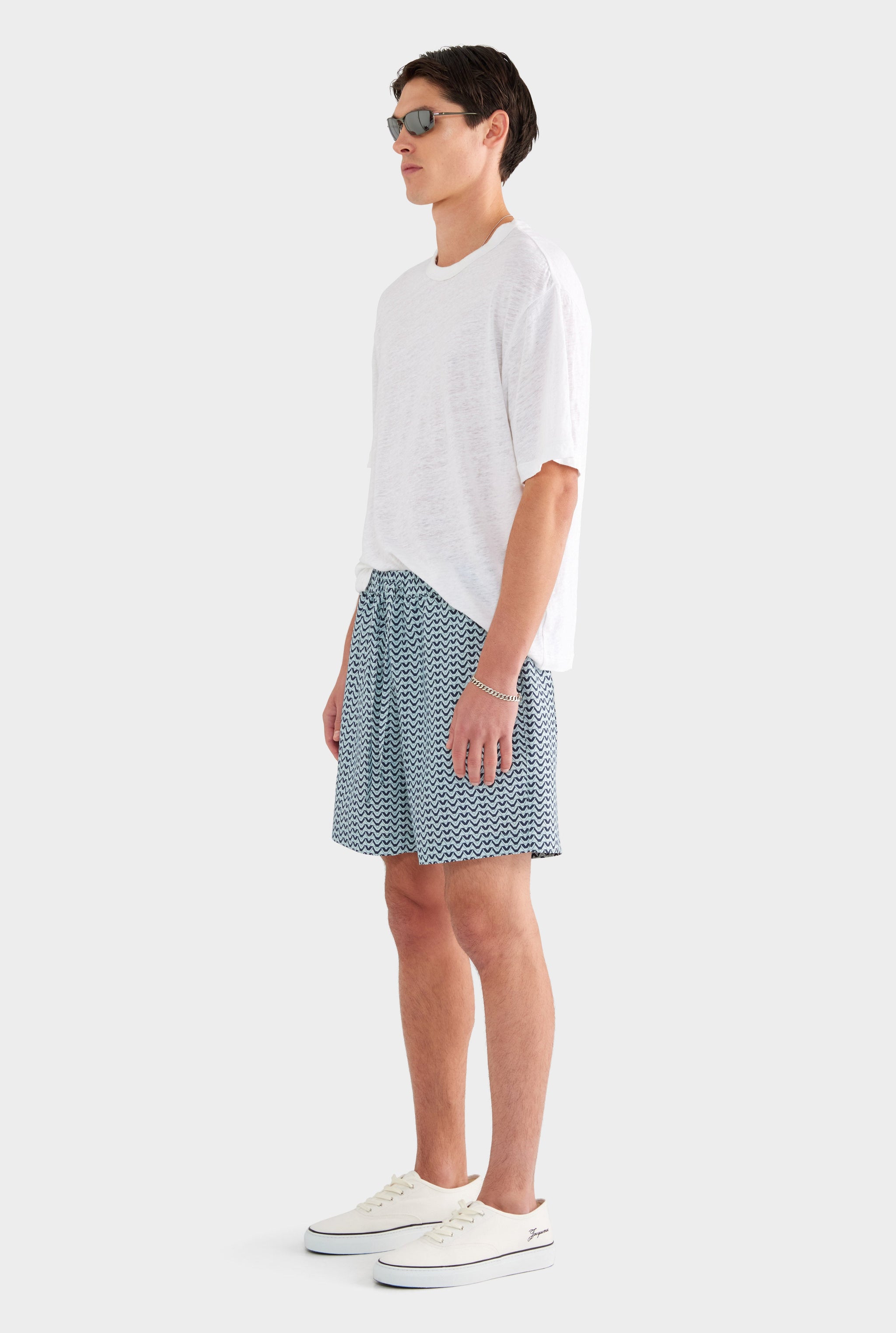 Relaxed Tencel Short - Navy/Cement V Monogram