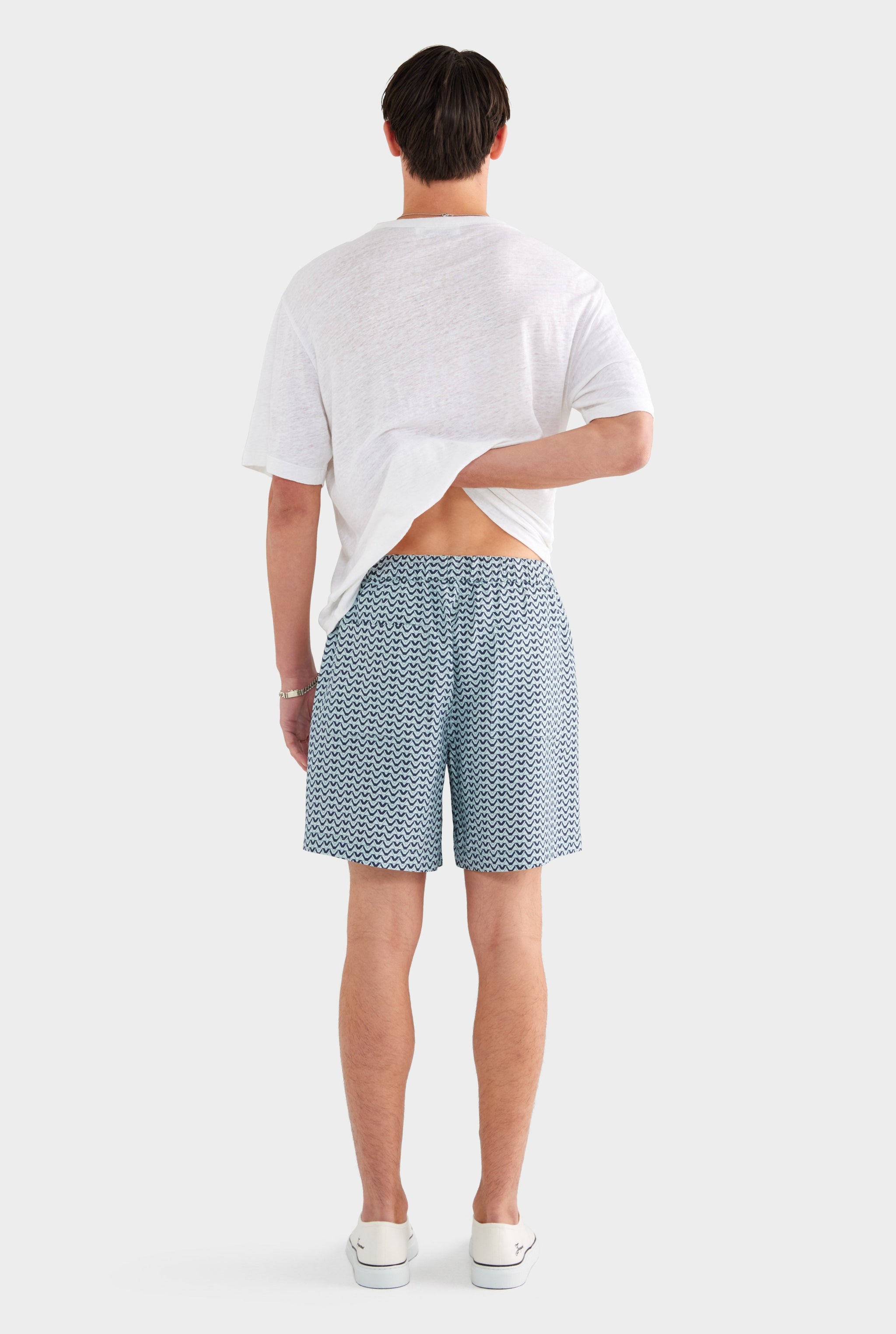 Relaxed Tencel Short - Navy/Cement V Monogram