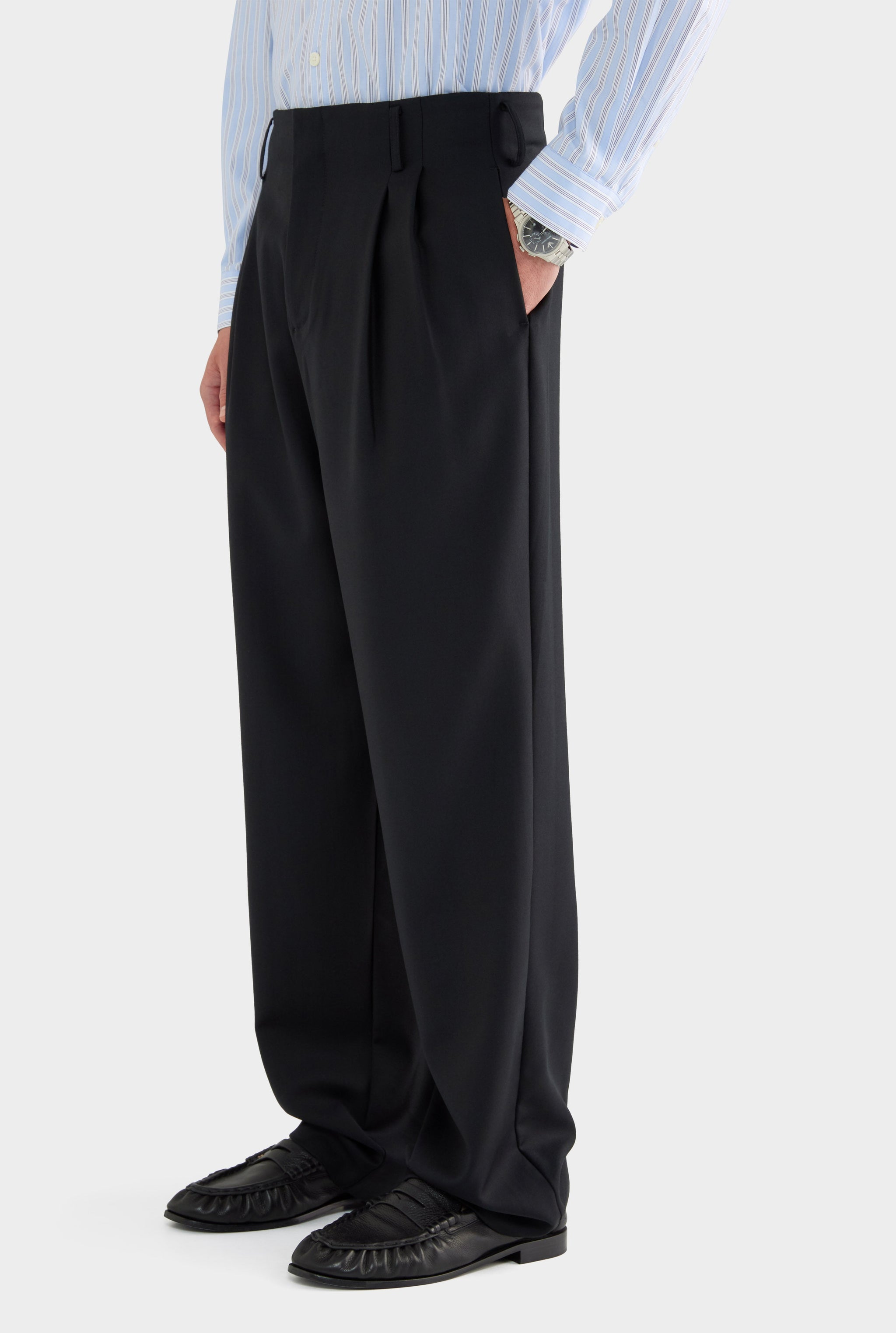 Tailored Wool Suit Trouser - Black