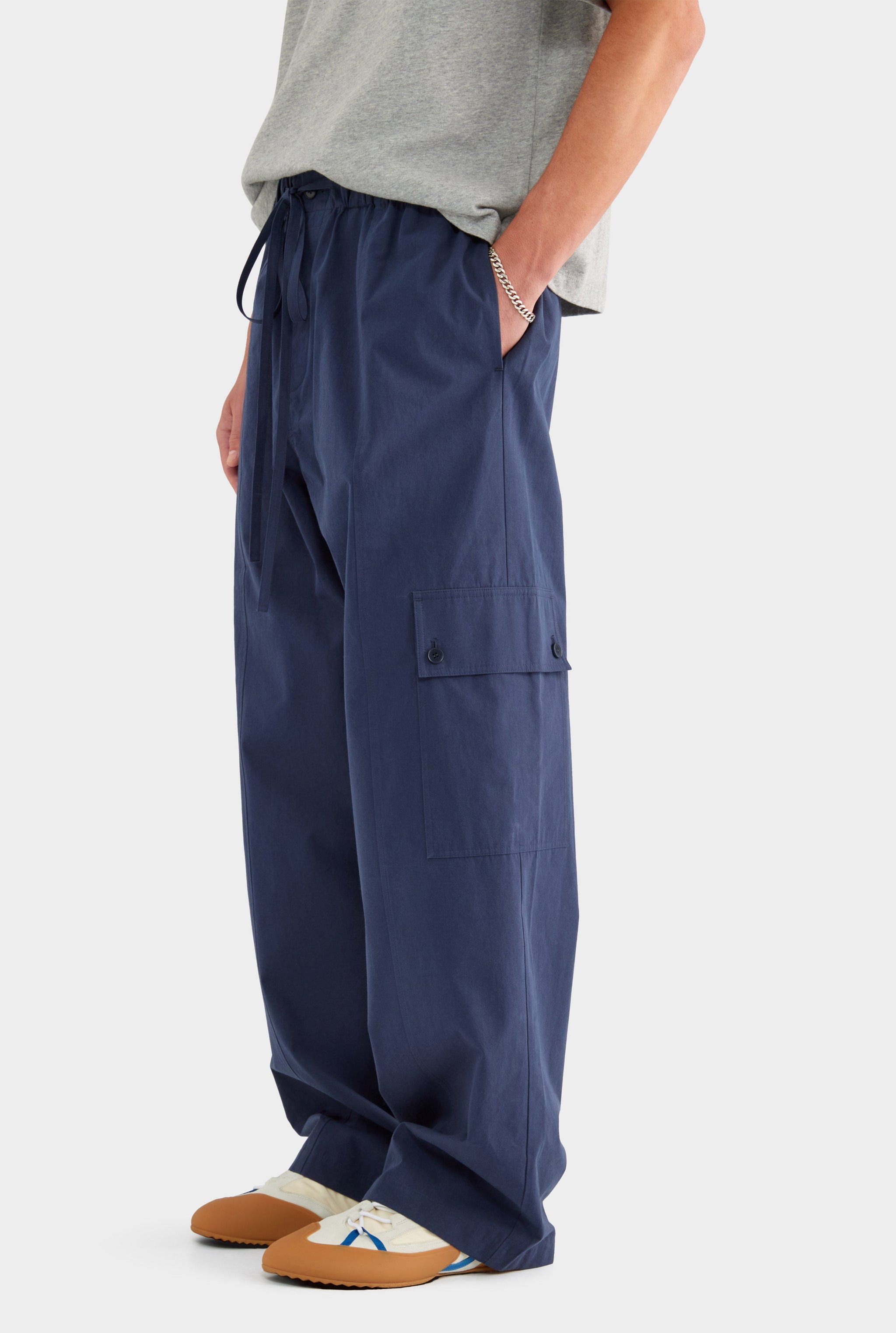 Paper Poplin Baggy Pant - Navy