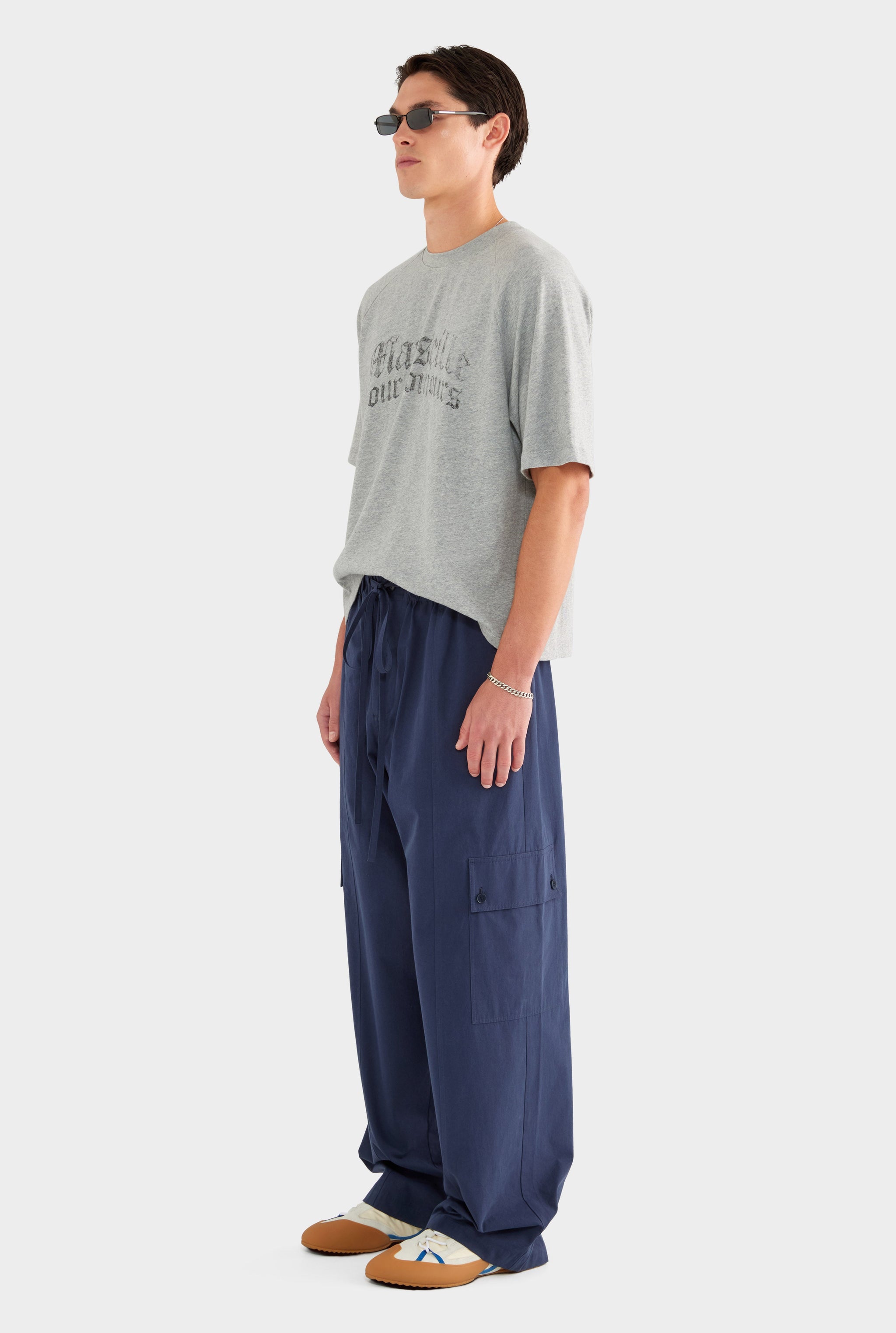 Paper Poplin Baggy Pant - Navy