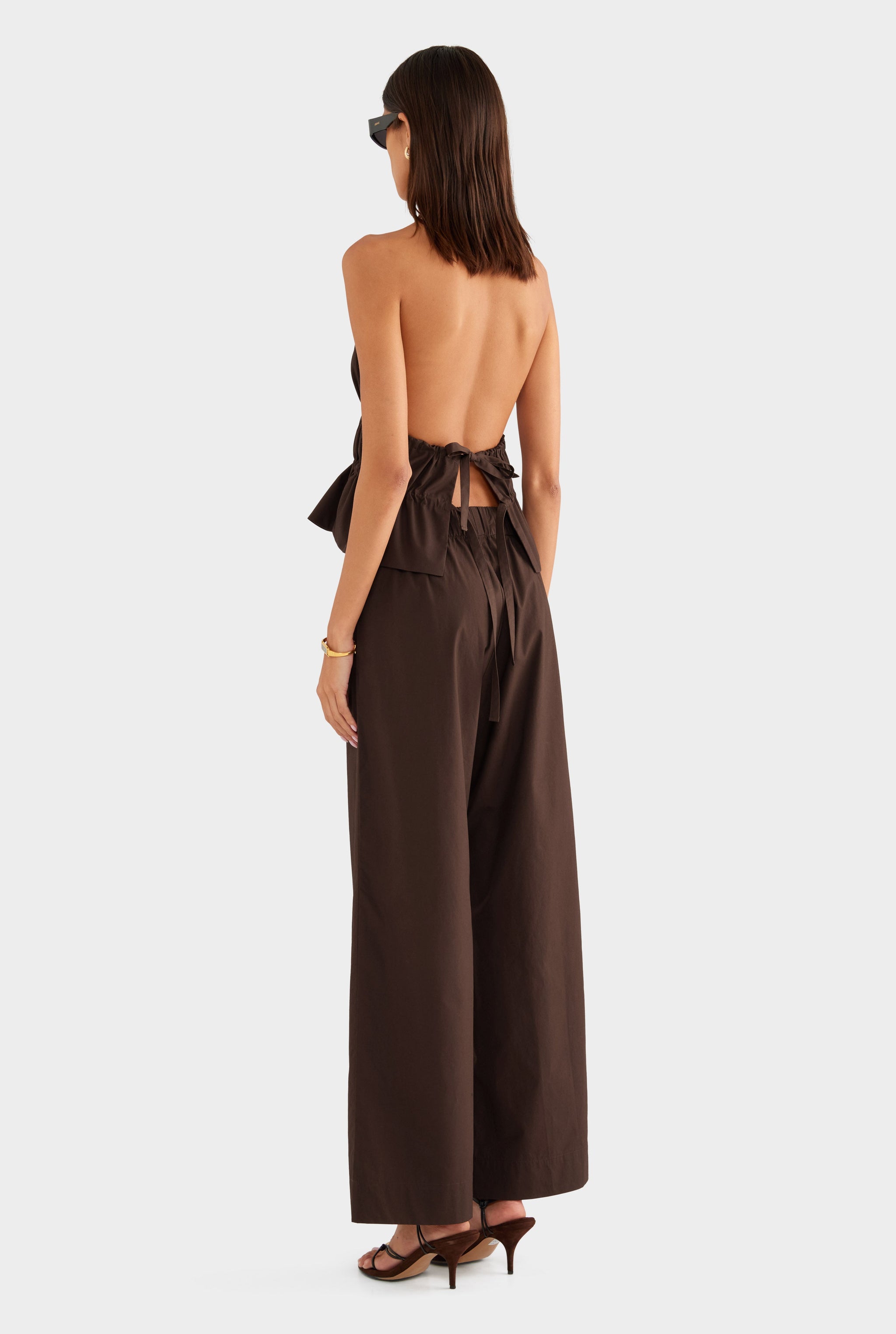 Cotton Poplin Halter Top - Dark Chocolate