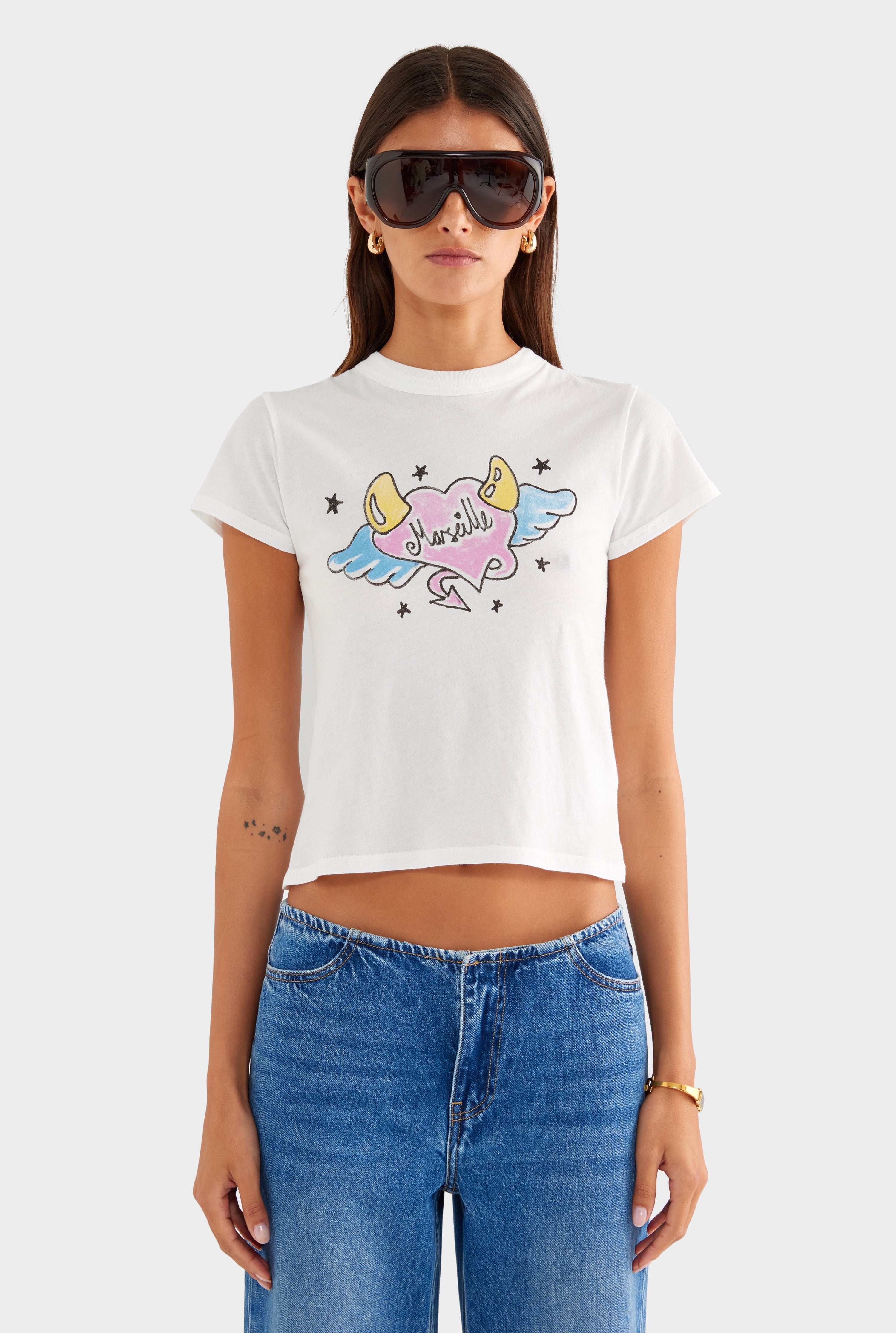 Lightweight Cotton Baby Tee - Off White/Marseille Heart