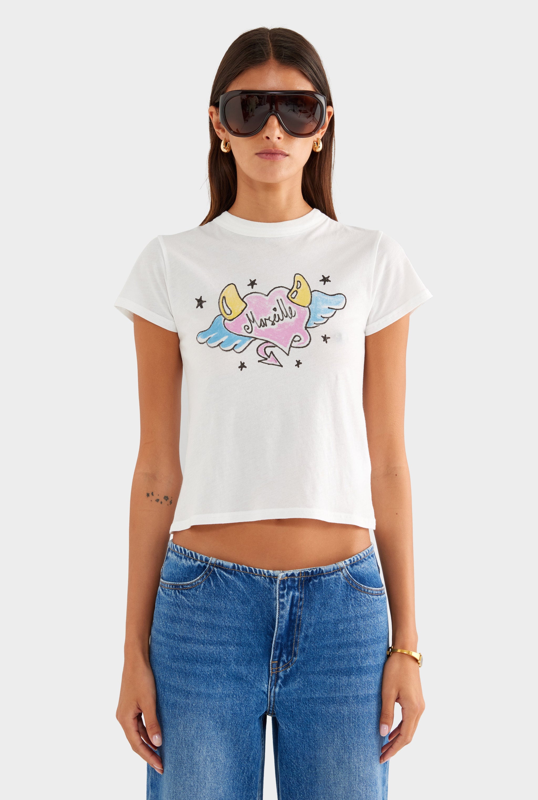 Lightweight Cotton Baby Tee - Off White/Marseille Heart