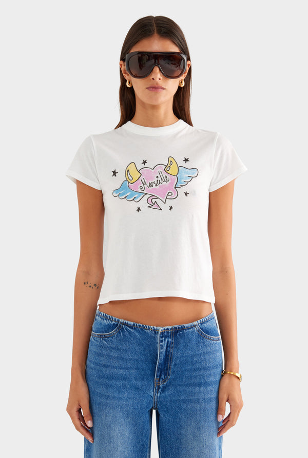 Lightweight Cotton Baby Tee - Off White/Marseille Heart