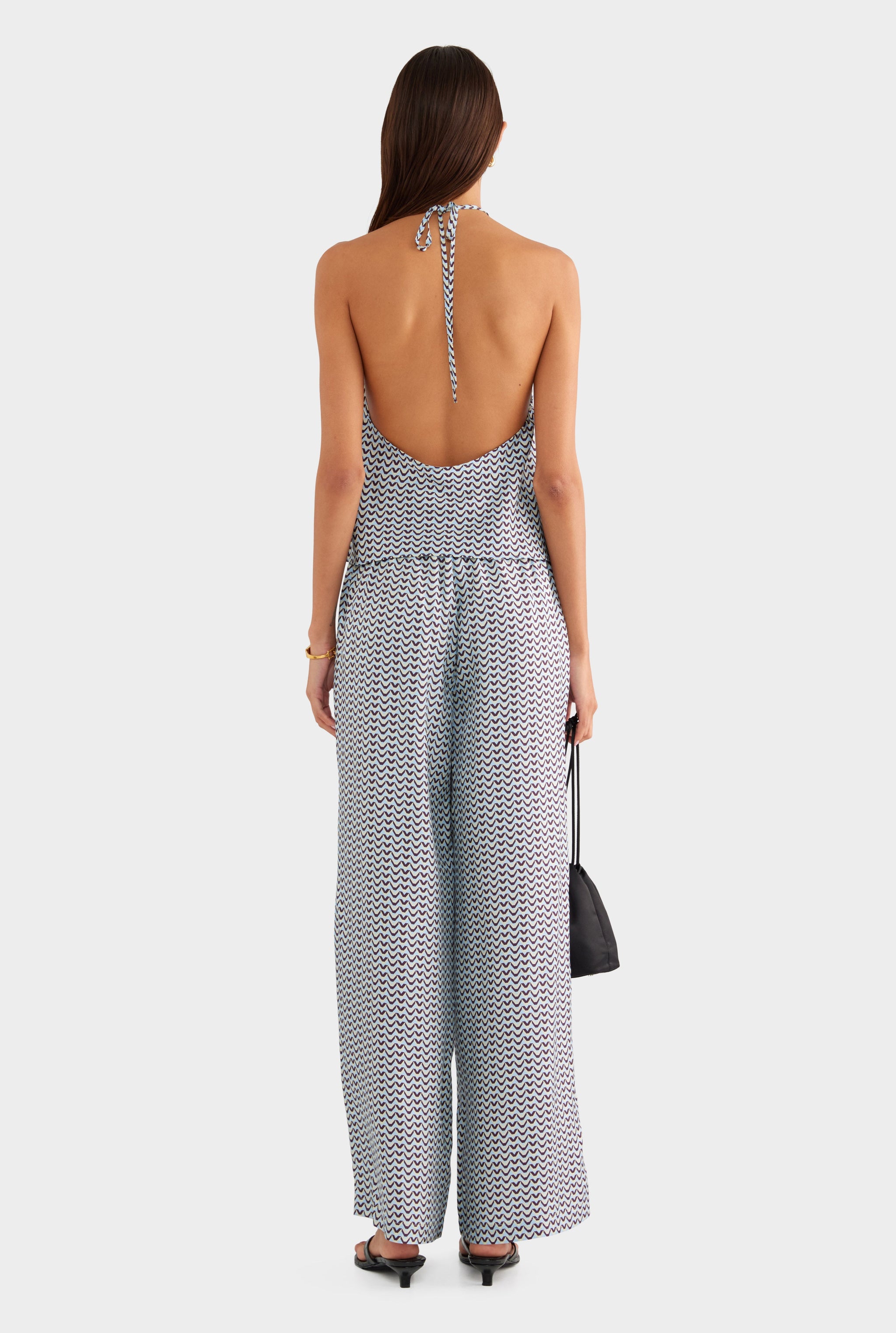 Relaxed Silk Drawstring Pant - Blue/Plum/Butter V Monogram