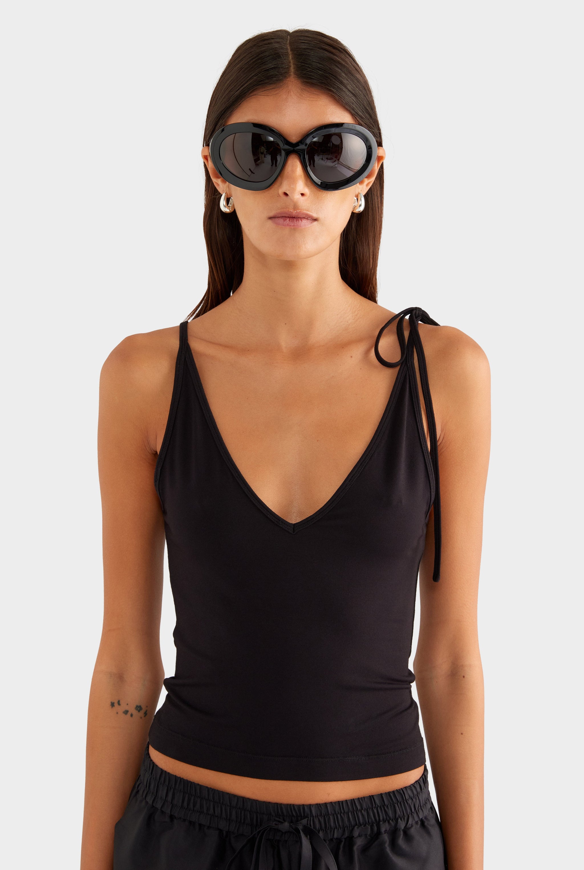 Reversible Boat V Neck Cami - Black