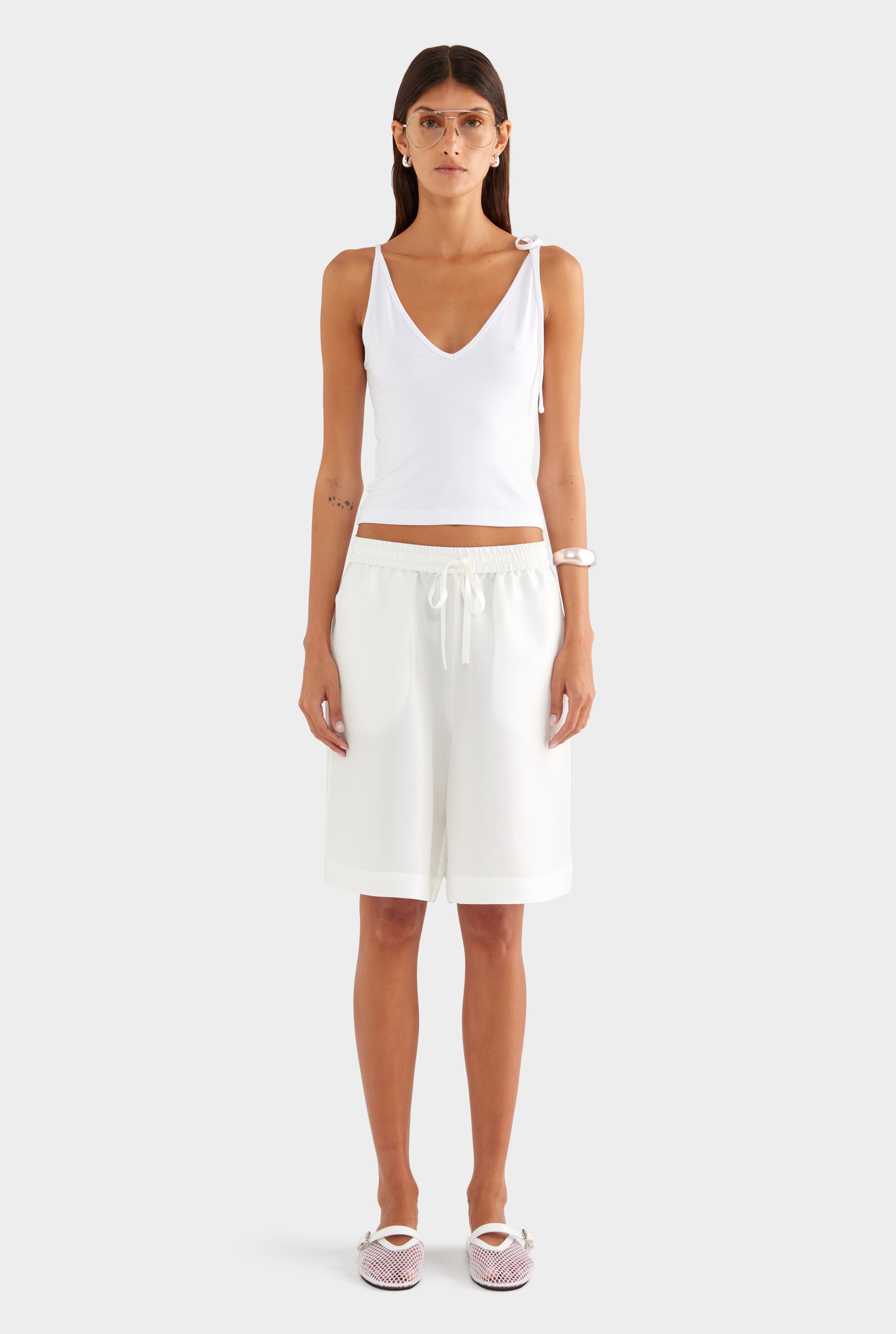 Silk Slub Bermuda Short - Off White