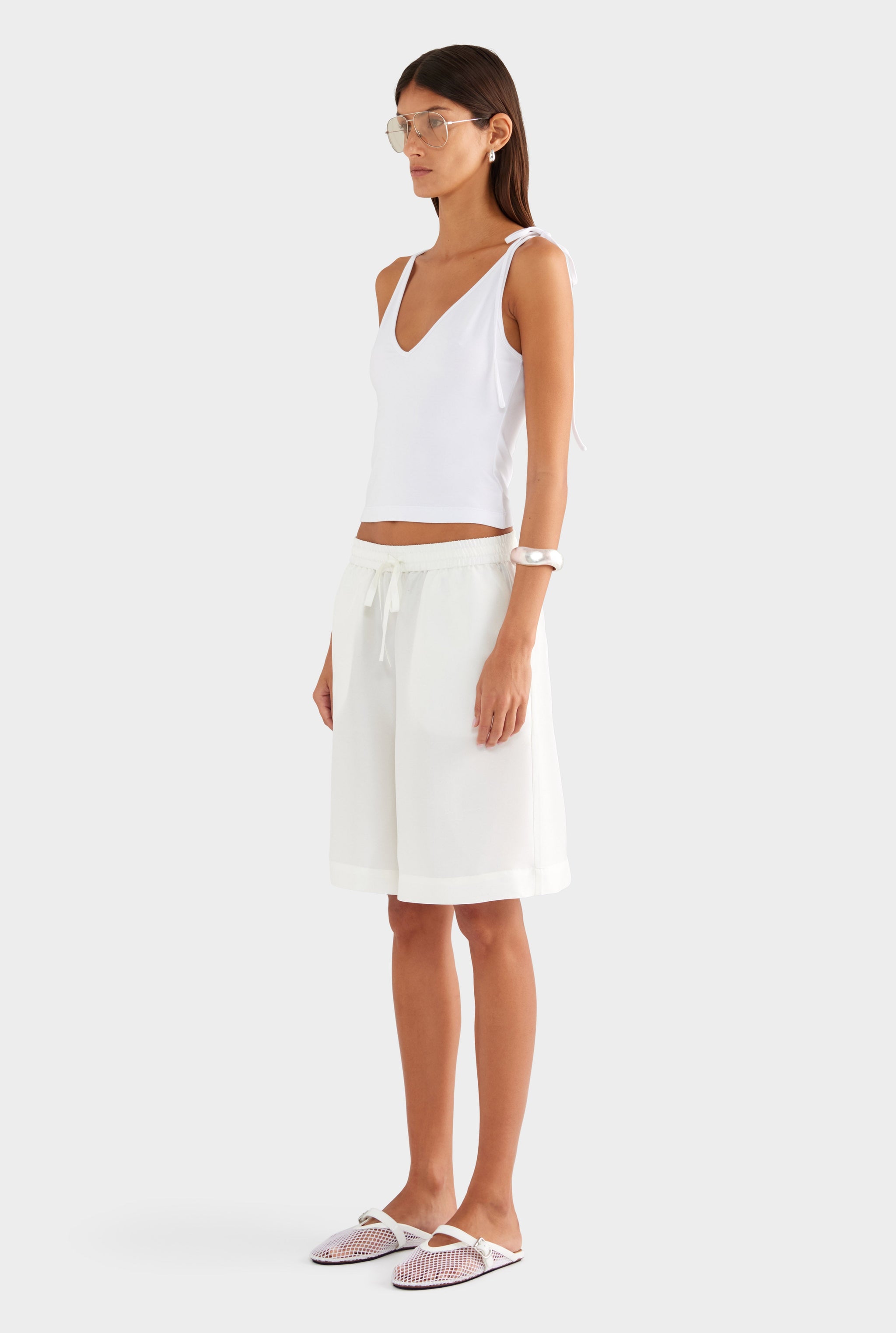 Reversible Boat V Neck Cami - White