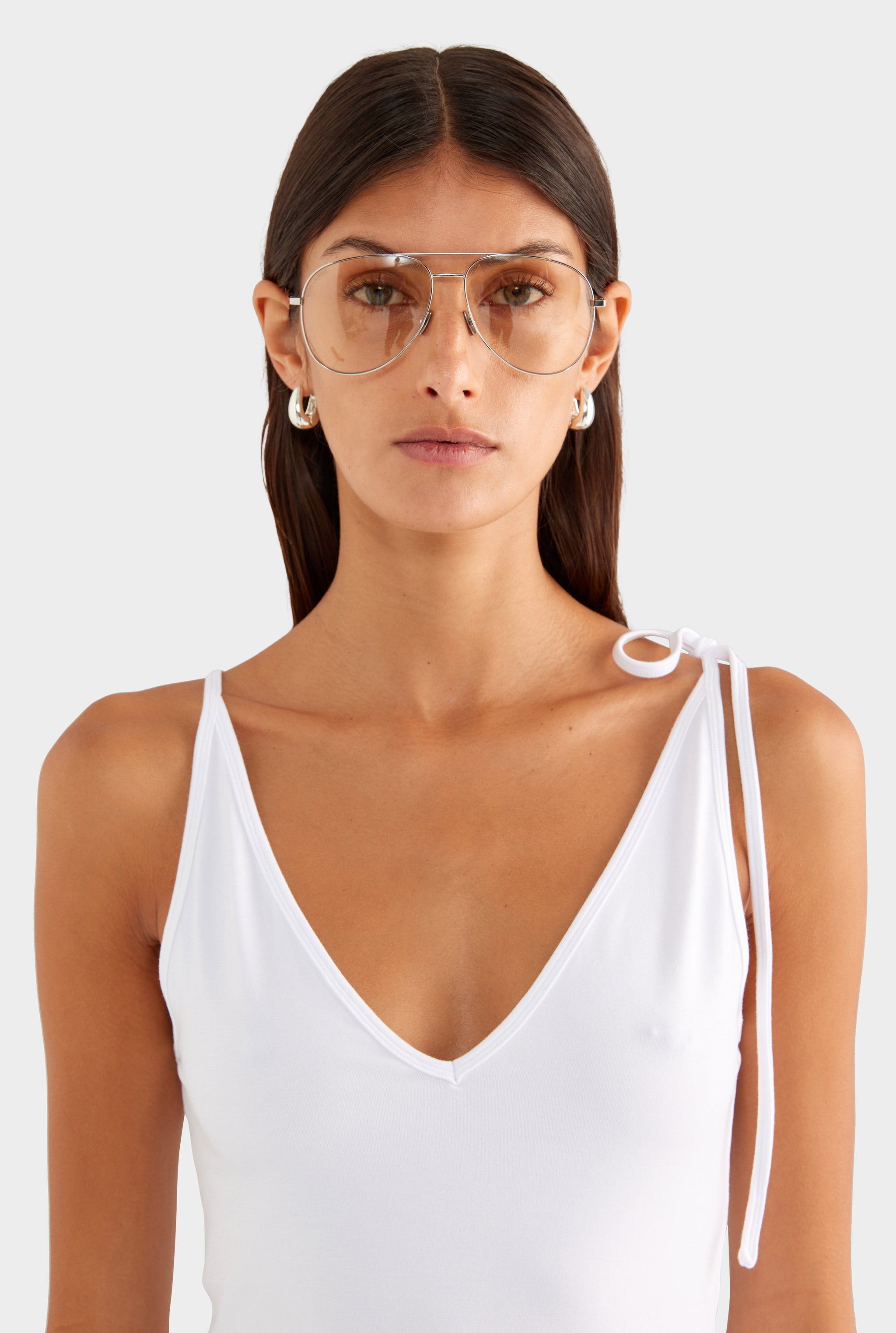 Reversible Boat V Neck Cami - White