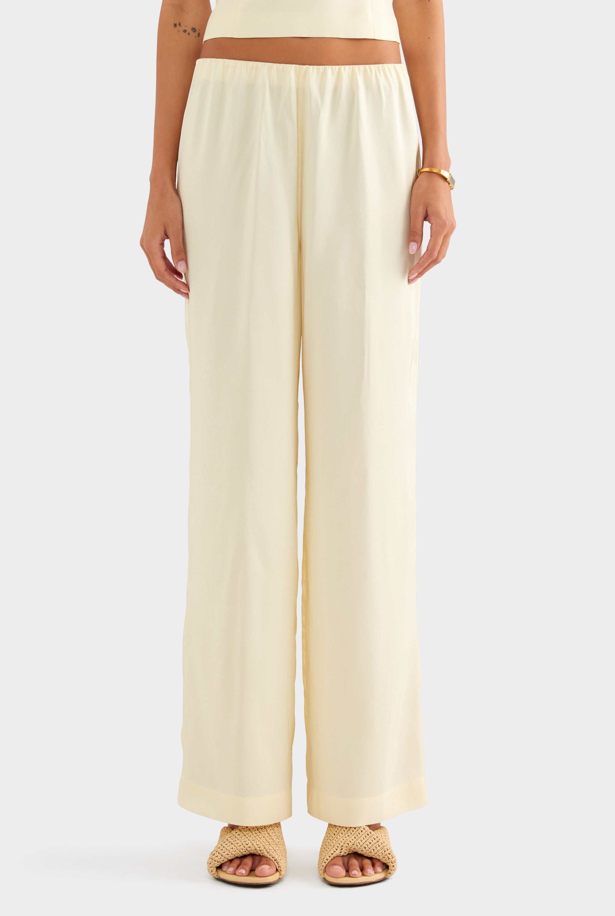 Silk Slub Relaxed Pant - Buttercream