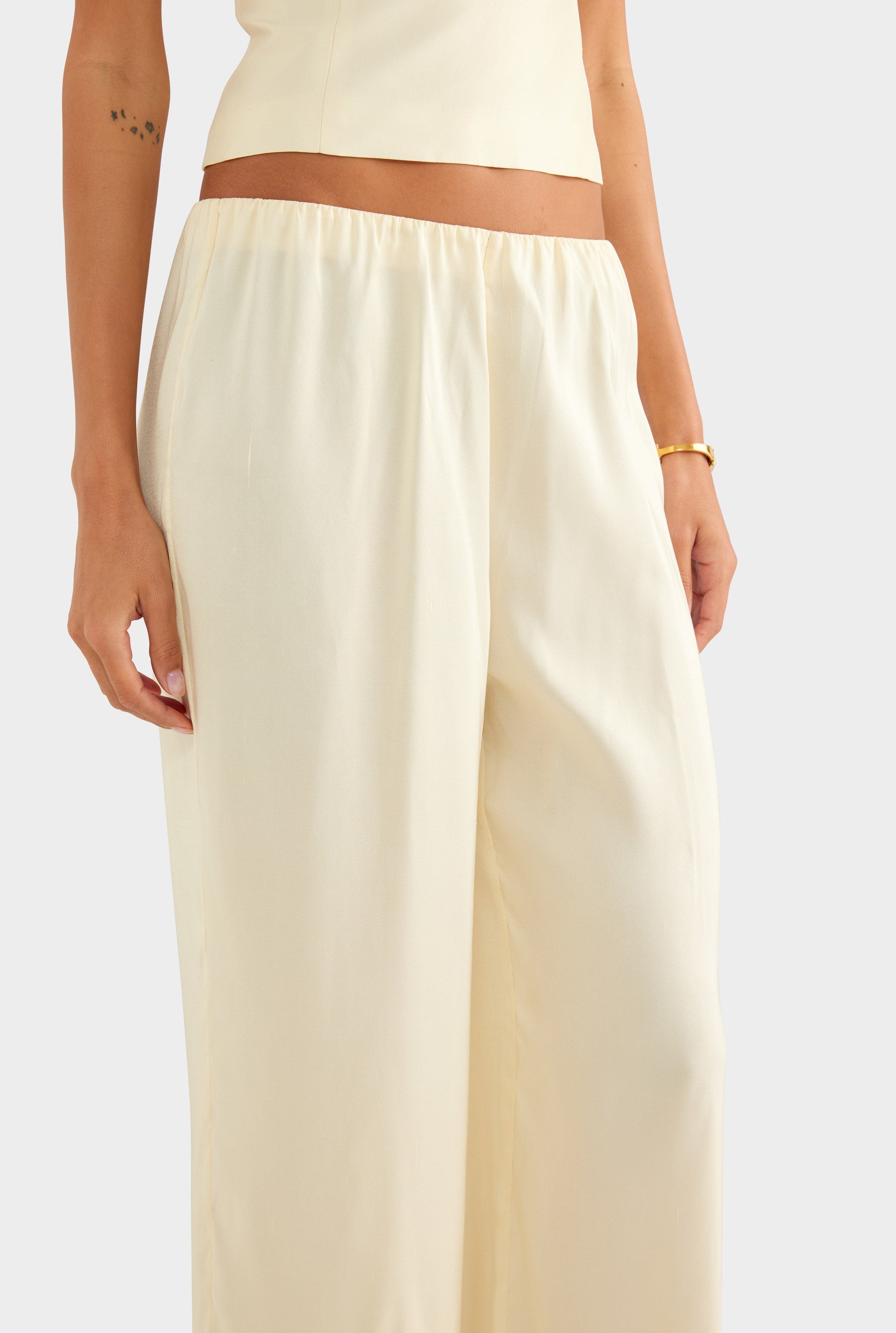 Silk Slub Relaxed Pant - Buttercream