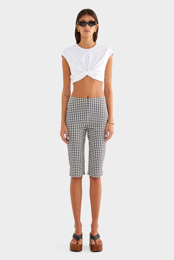 Gingham Capri Pant - Navy/Cream Gingham