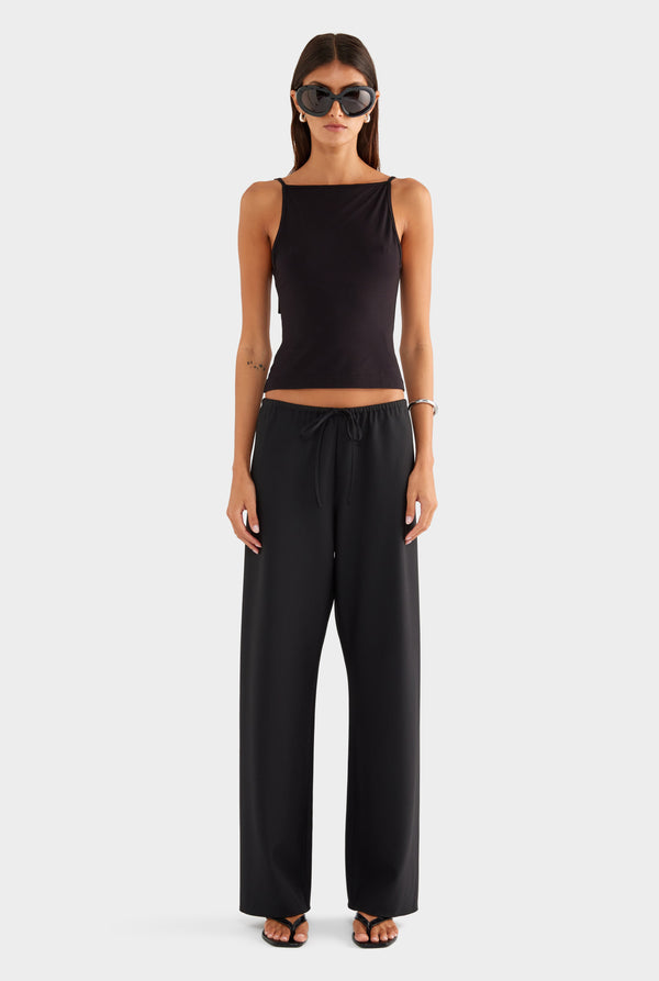 Bias Wool Drawstring Pant - Black