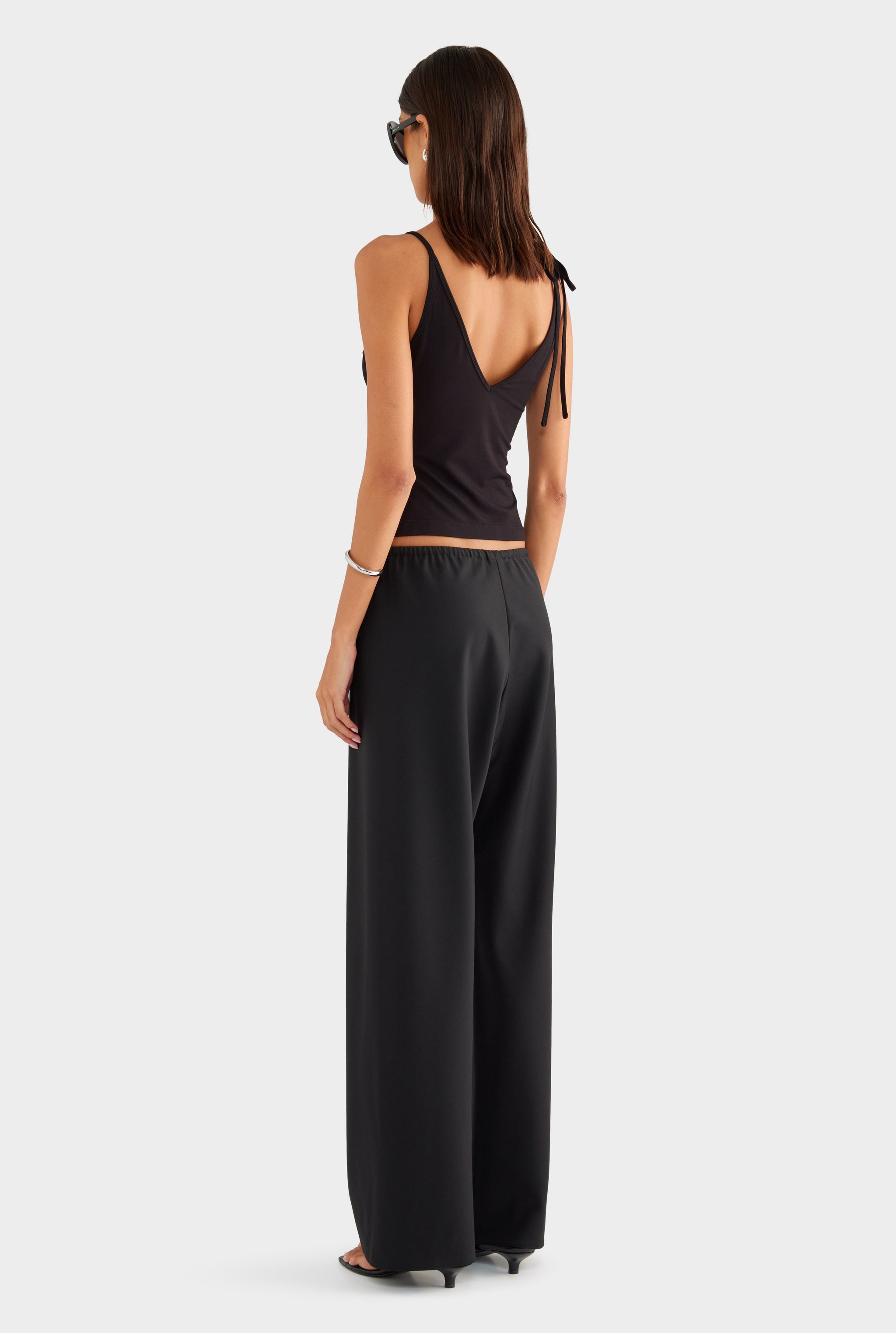 Bias Wool Drawstring Pant - Black