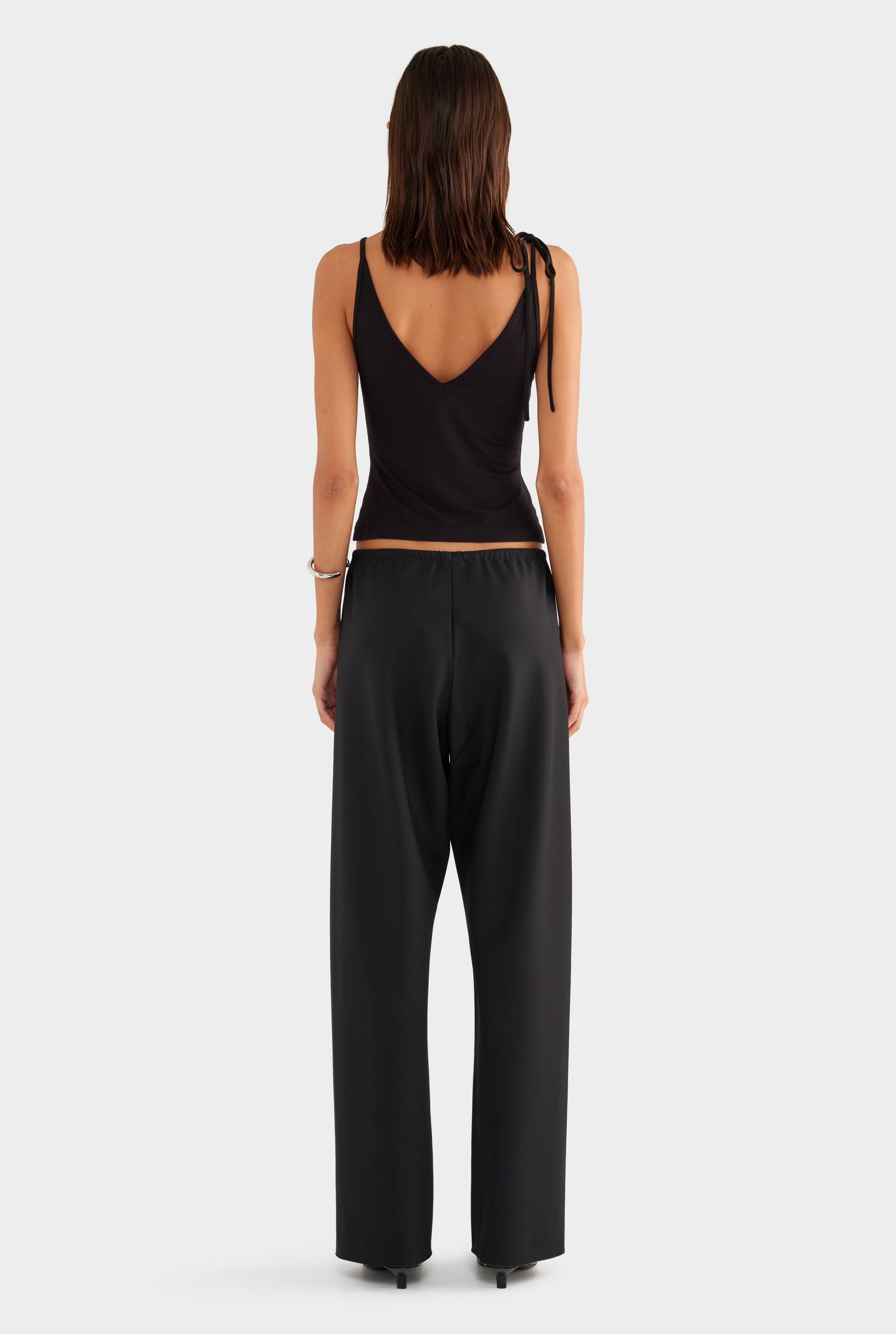 Bias Wool Drawstring Pant - Black