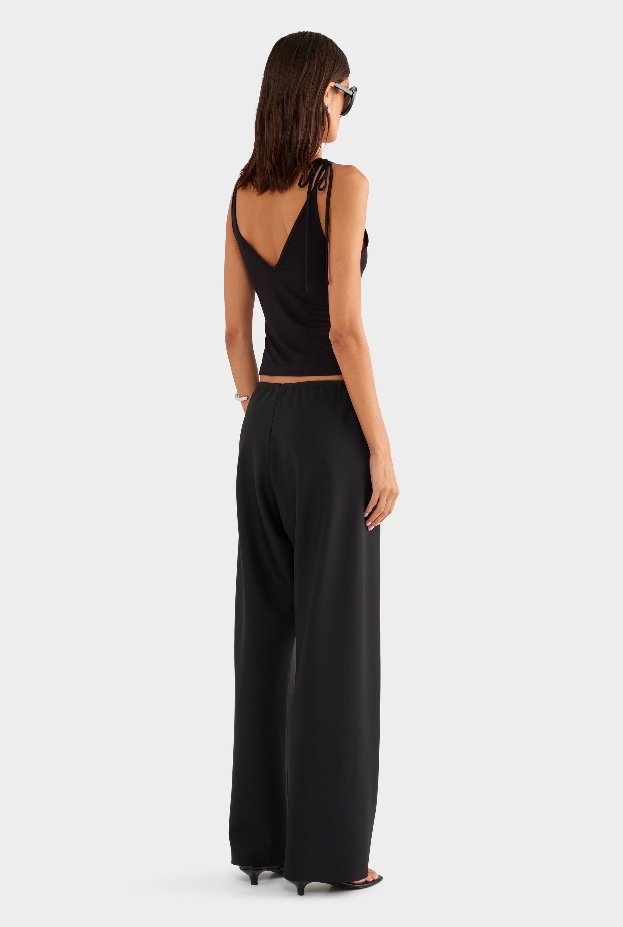 Bias Wool Drawstring Pant - Black
