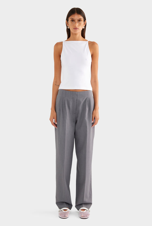 Tailored Pleat Trouser - Charcoal Marl