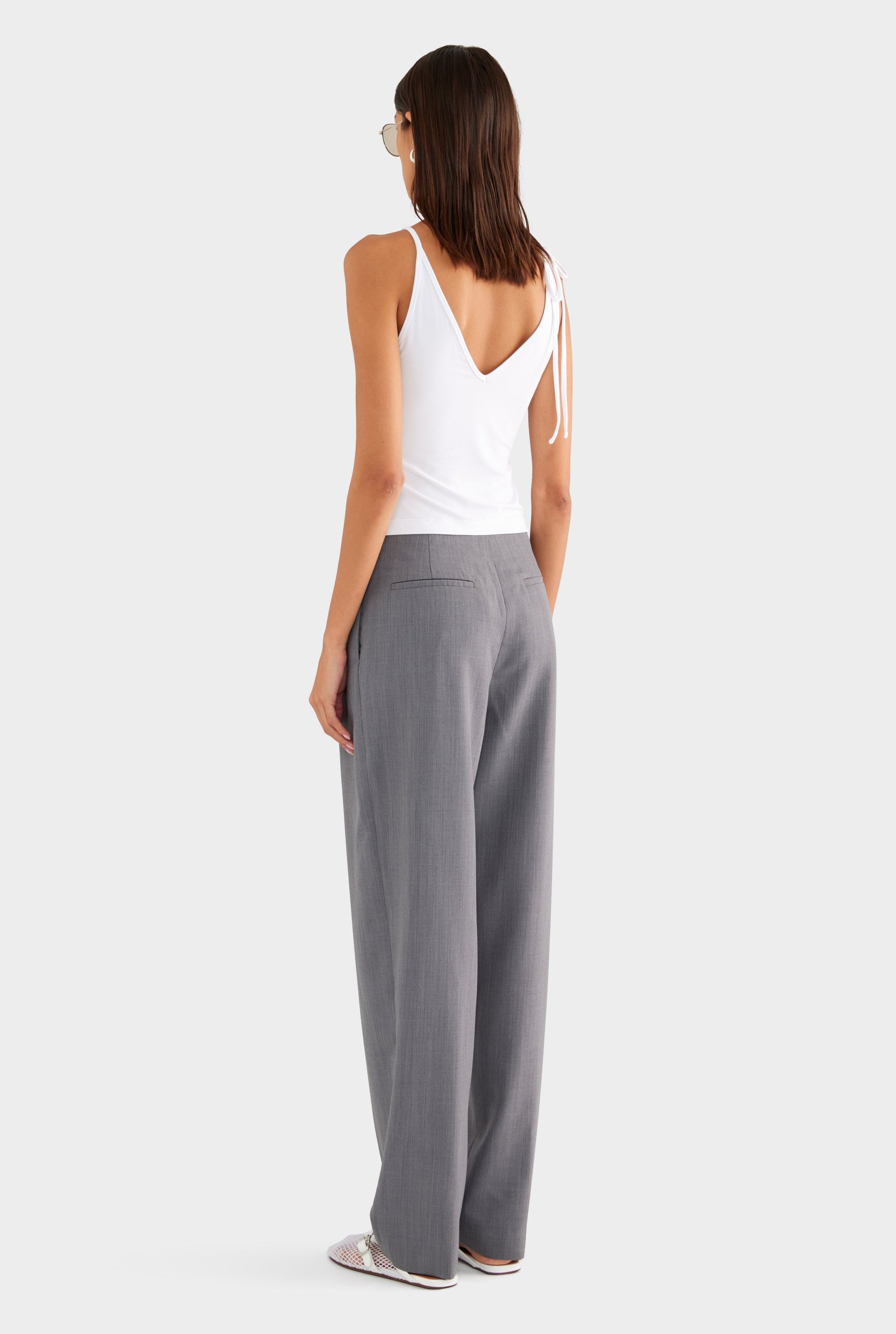 Tailored Pleat Trouser - Charcoal Marl