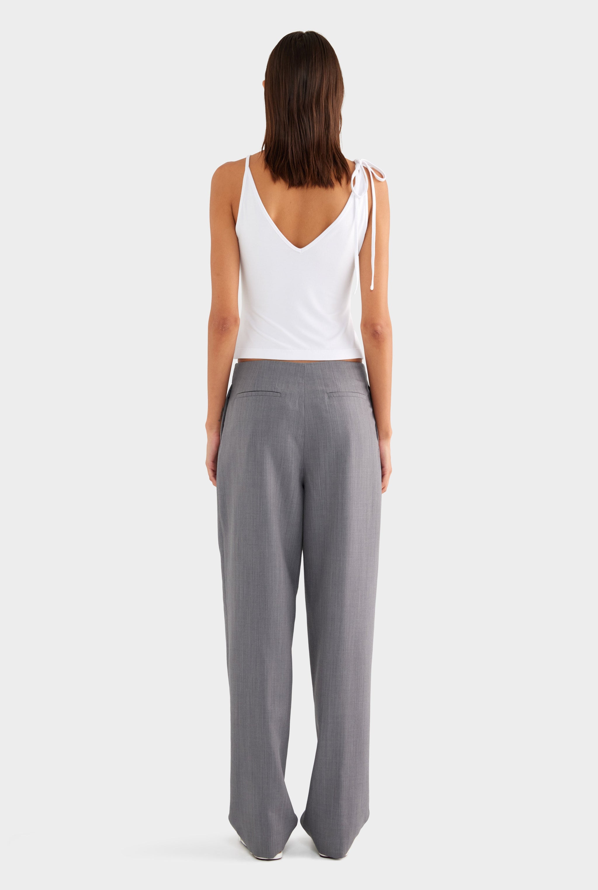 Tailored Pleat Trouser - Charcoal Marl