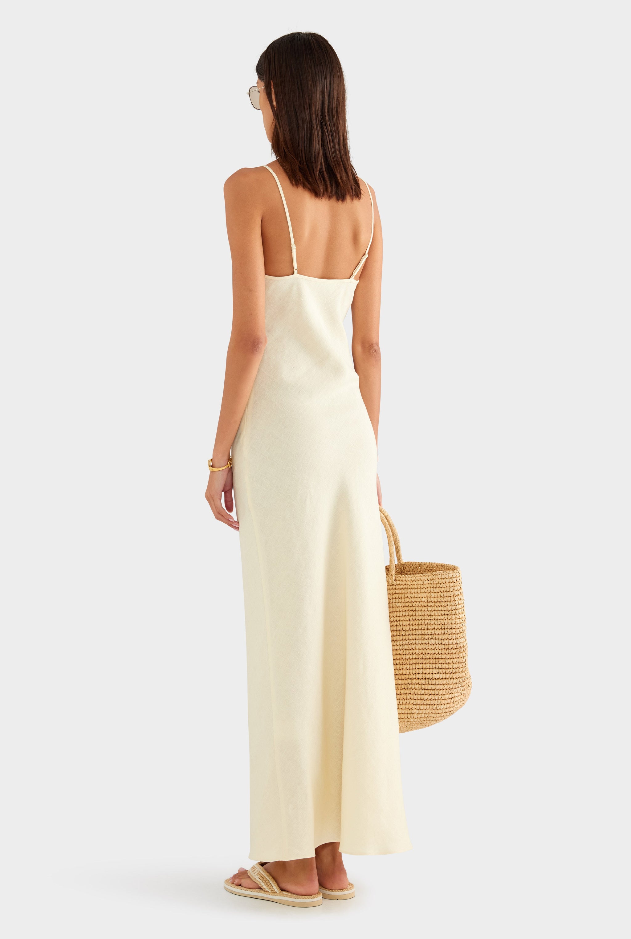 Linen Slip Dress - Buttercream