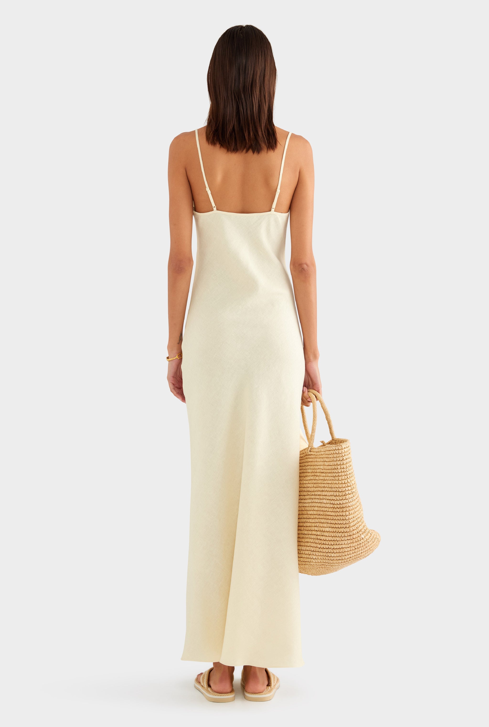 Linen Slip Dress - Buttercream