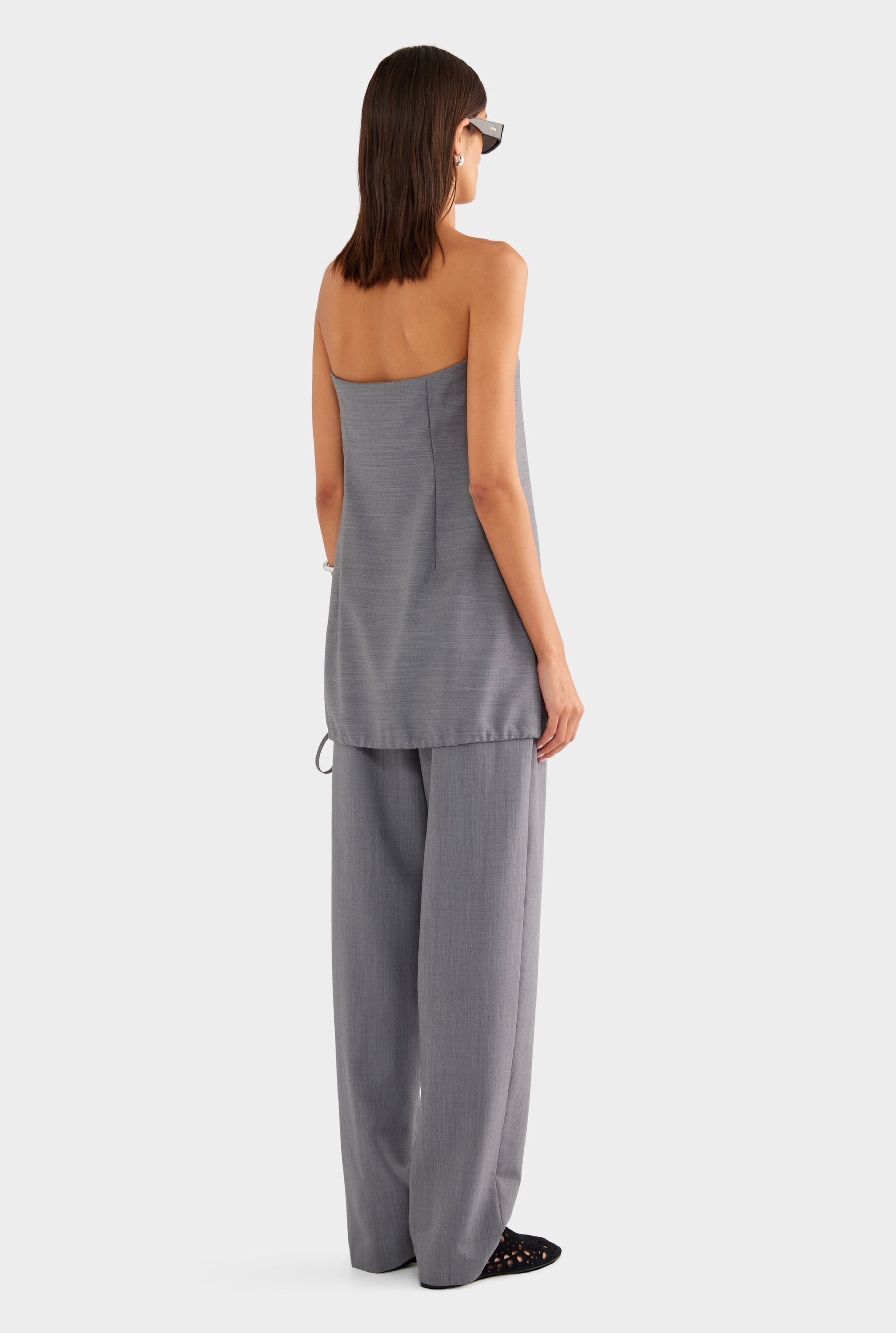 Strapless Wool Mini Dress - Charcoal Marl