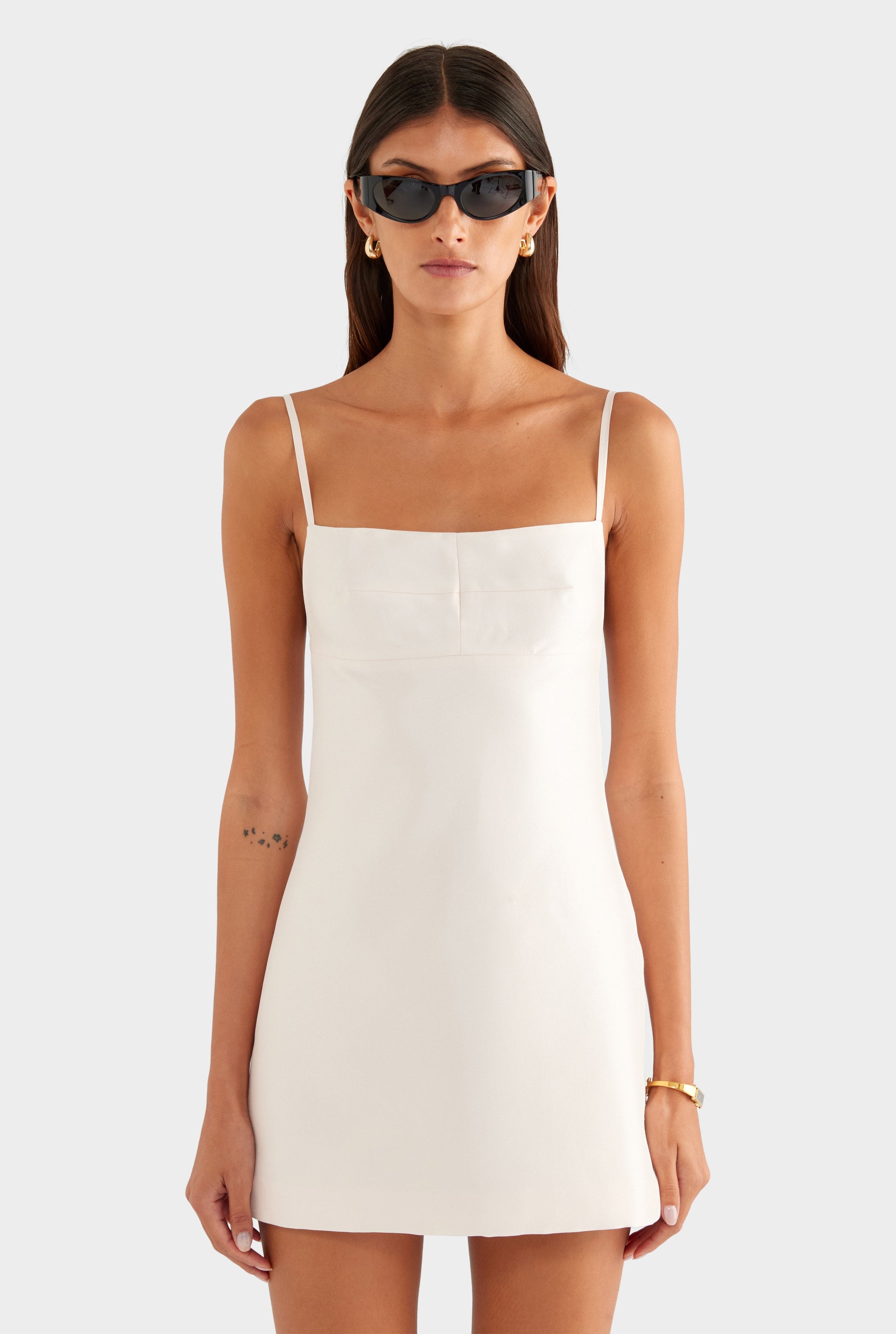 Silk Slub Dupion Mini Dress - Tinted Pink