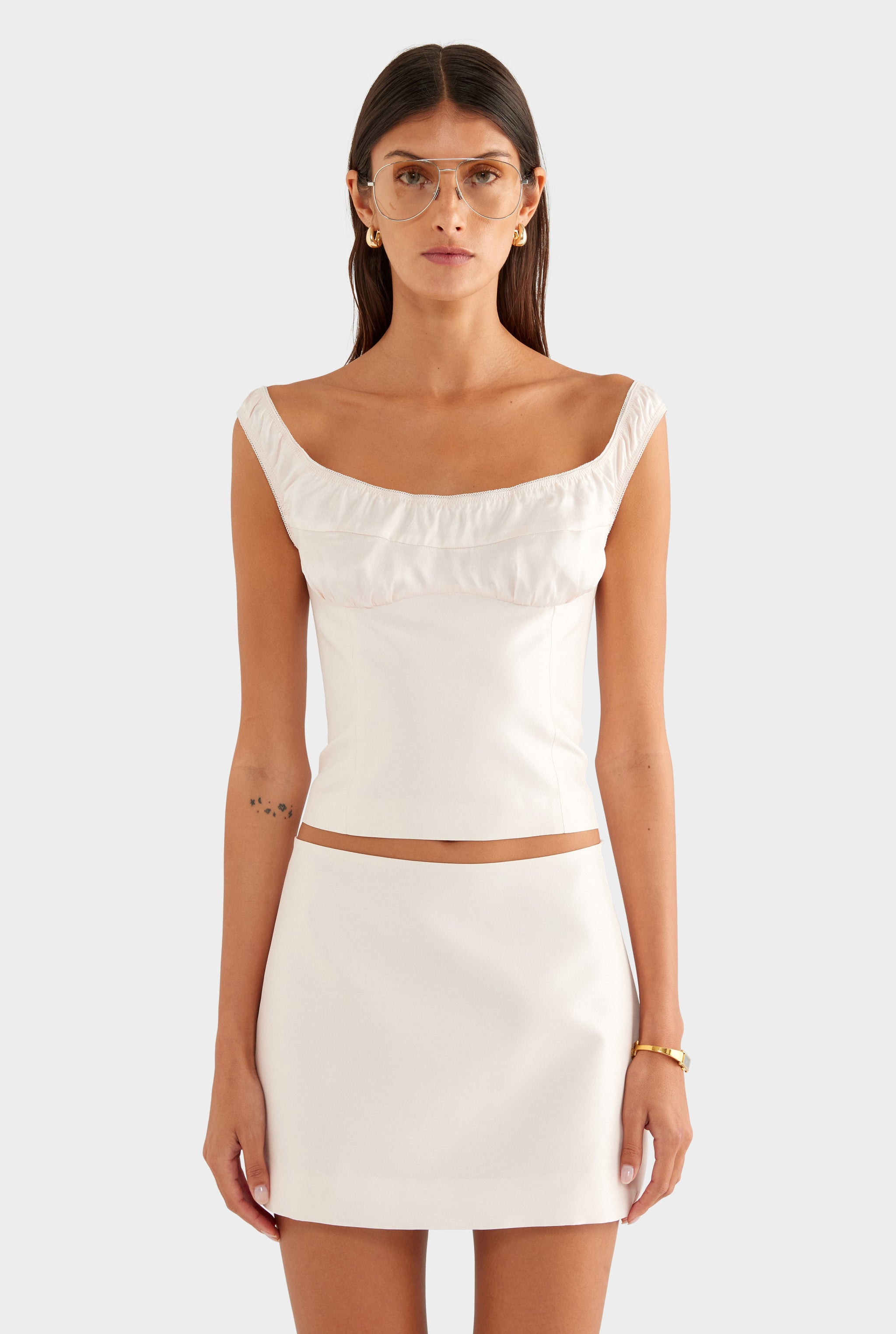 Silk Slub Mini Skirt - Tinted Pink