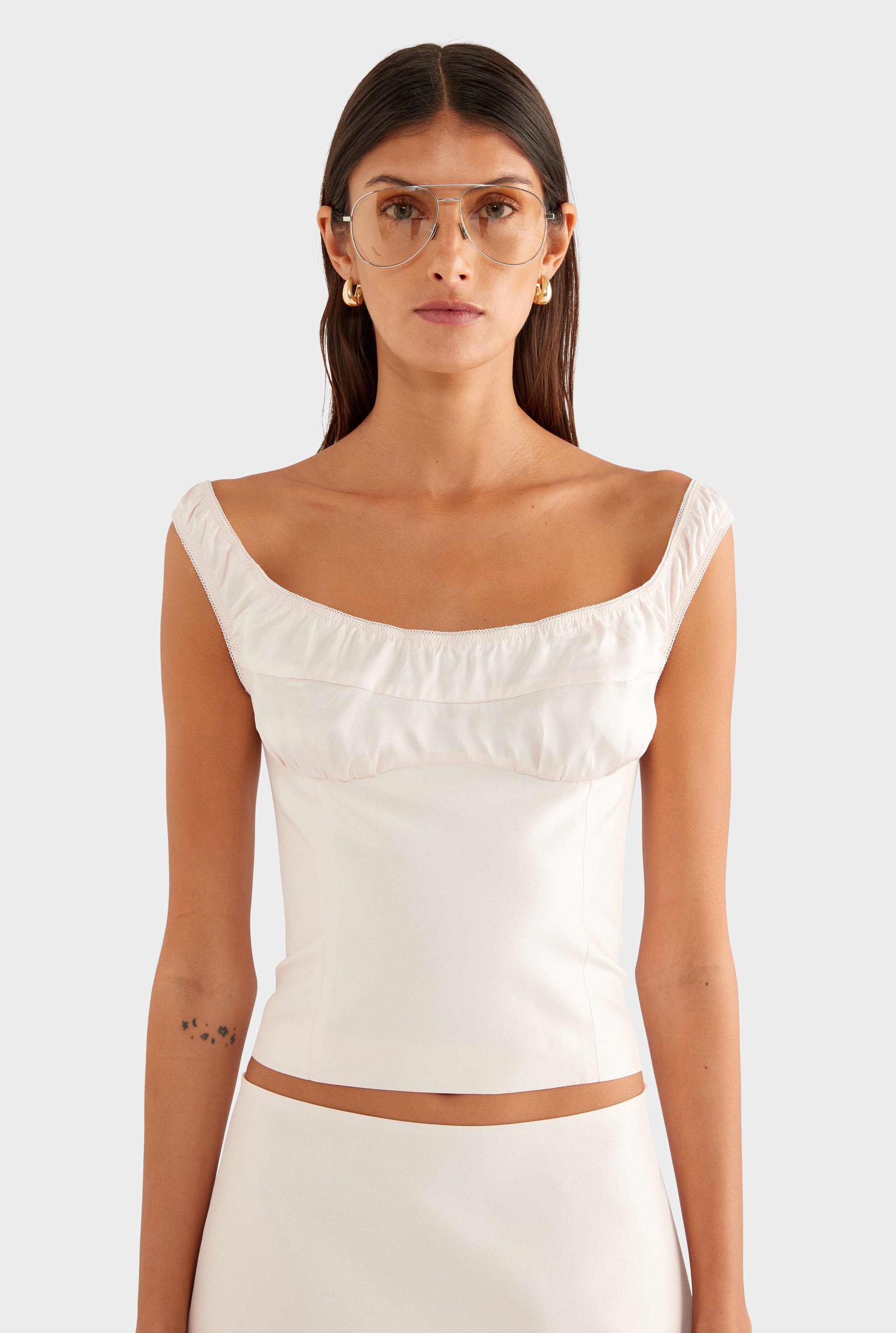 Silk Slub Dupion Bodice - Tinted Pink